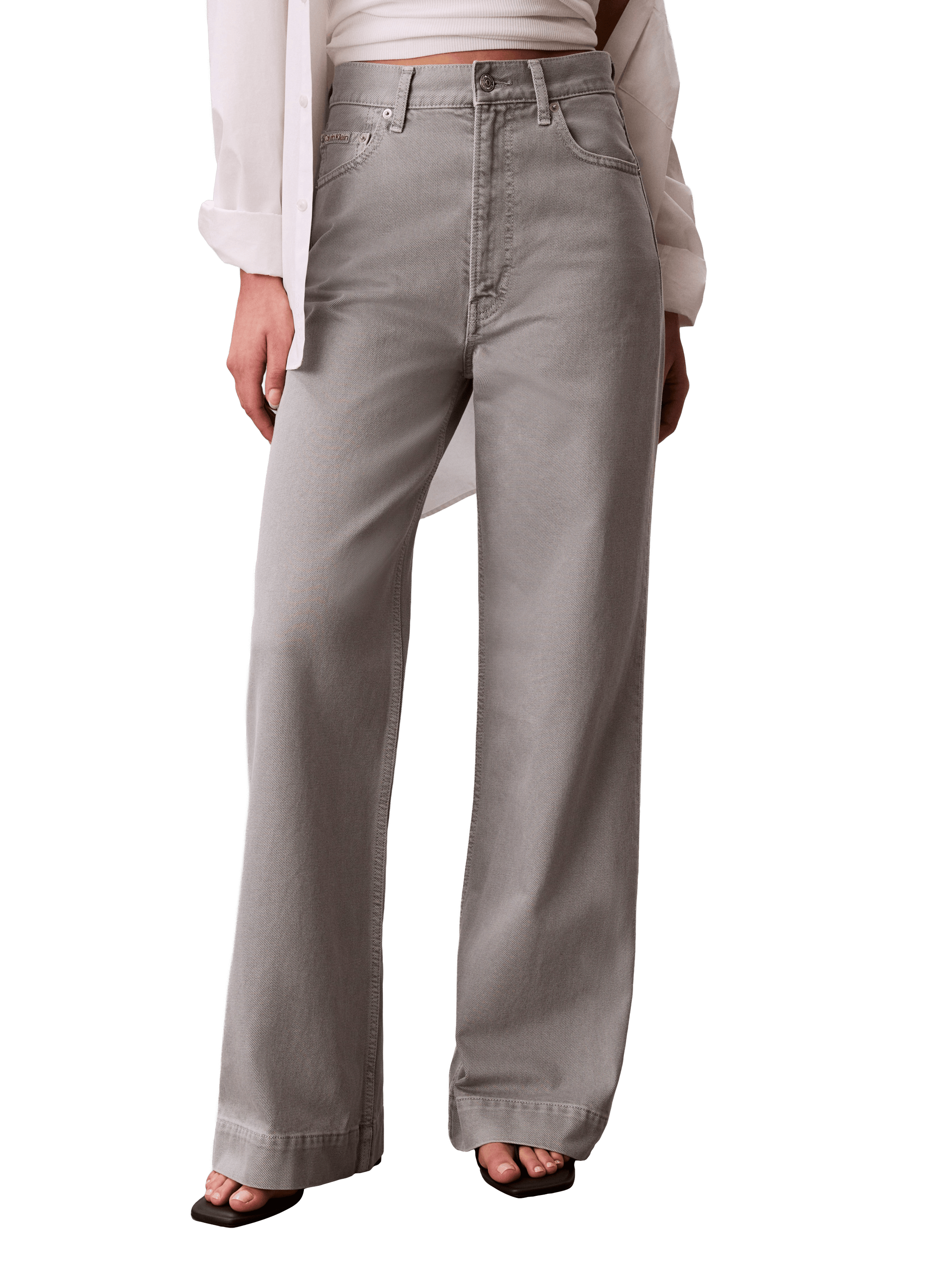 Jean taille haute en coton mélangé CALVIN KLEIN Gris