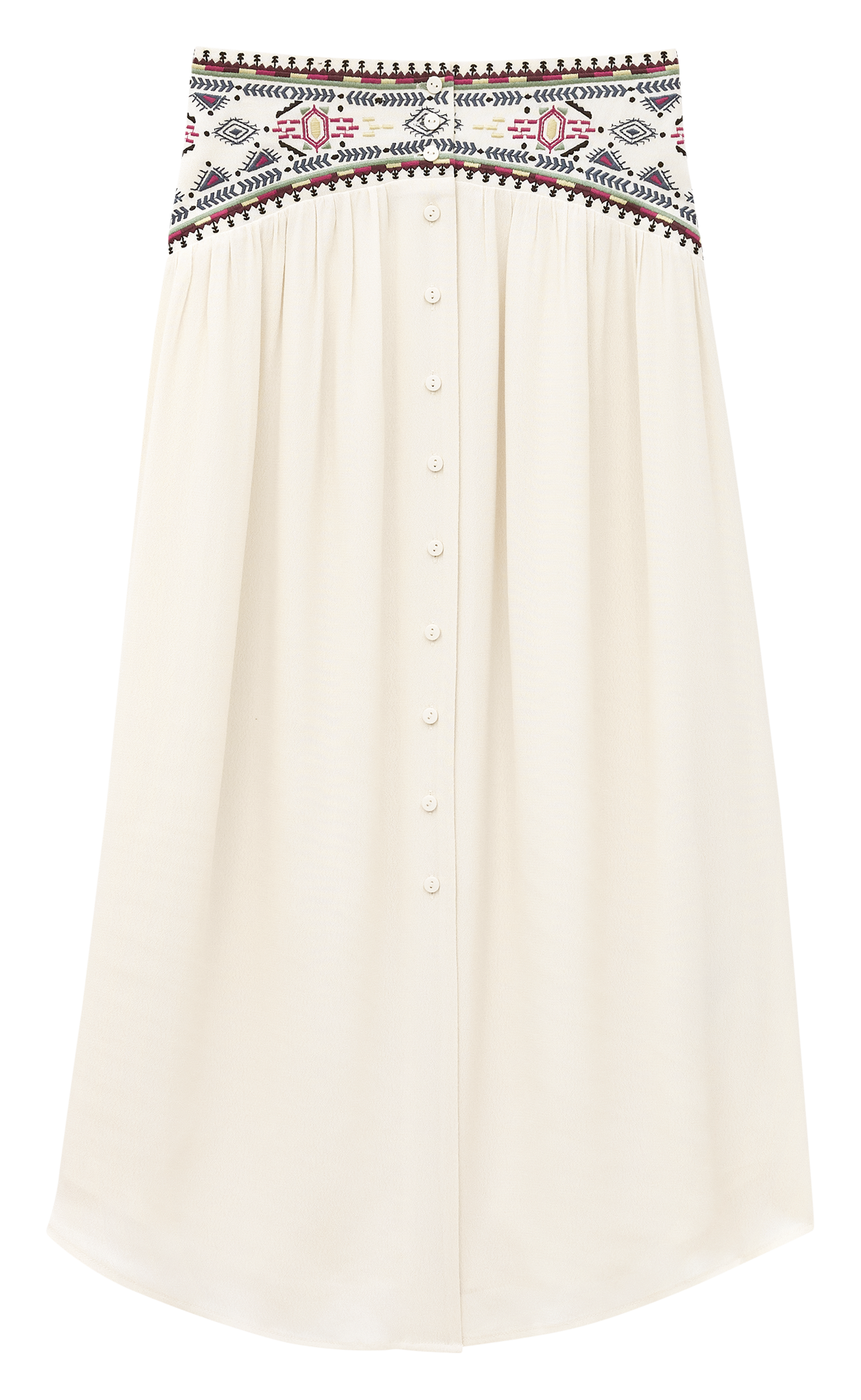 Jupe longue brodée tilana BA&SH Beige