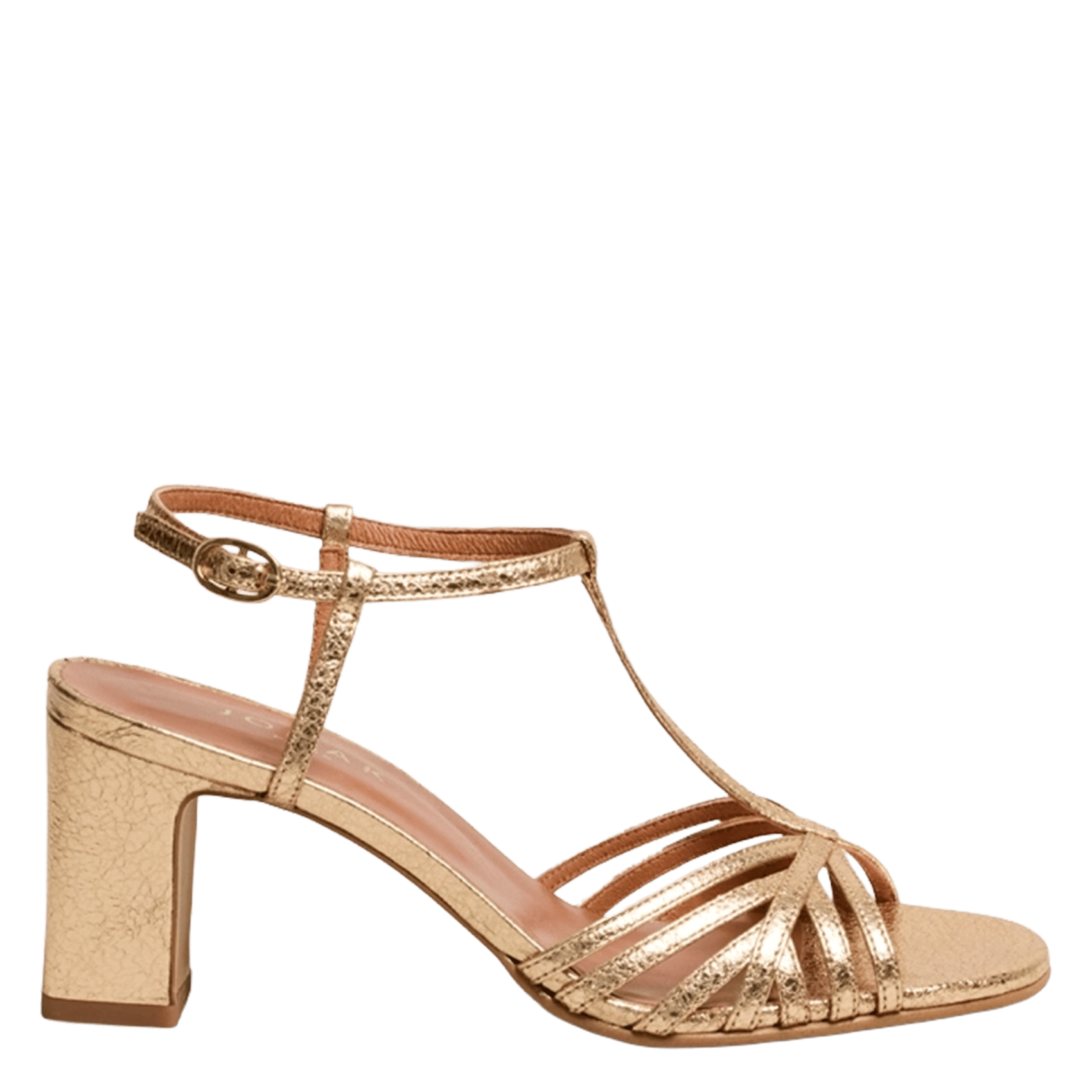 Sandales à talon en cuir métallisé volia JONAK Doré