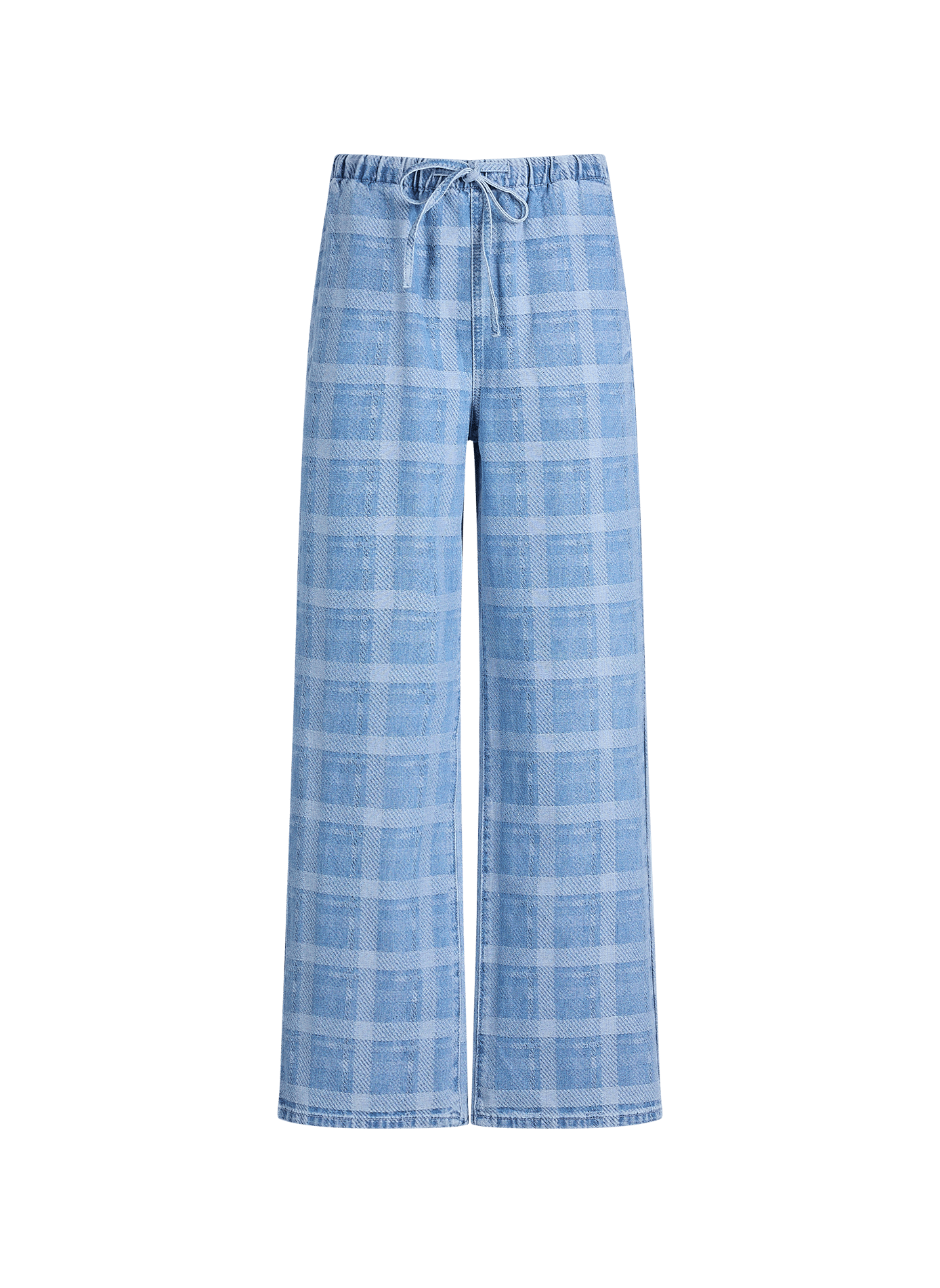 Jean ample à carreaux en coton mélangé OBJECT Bleu