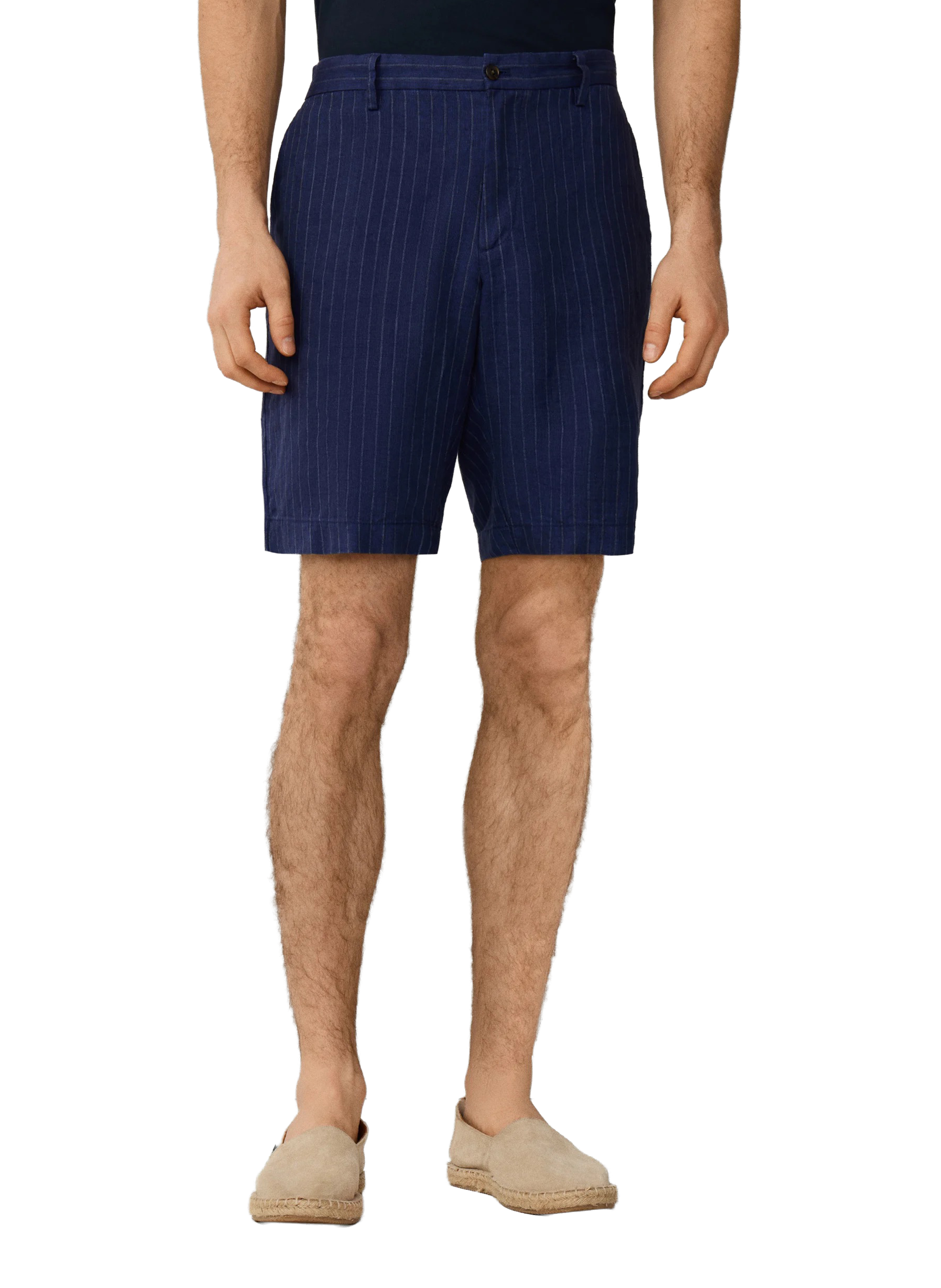 Short droit rayé en lin HACKETT Bleu