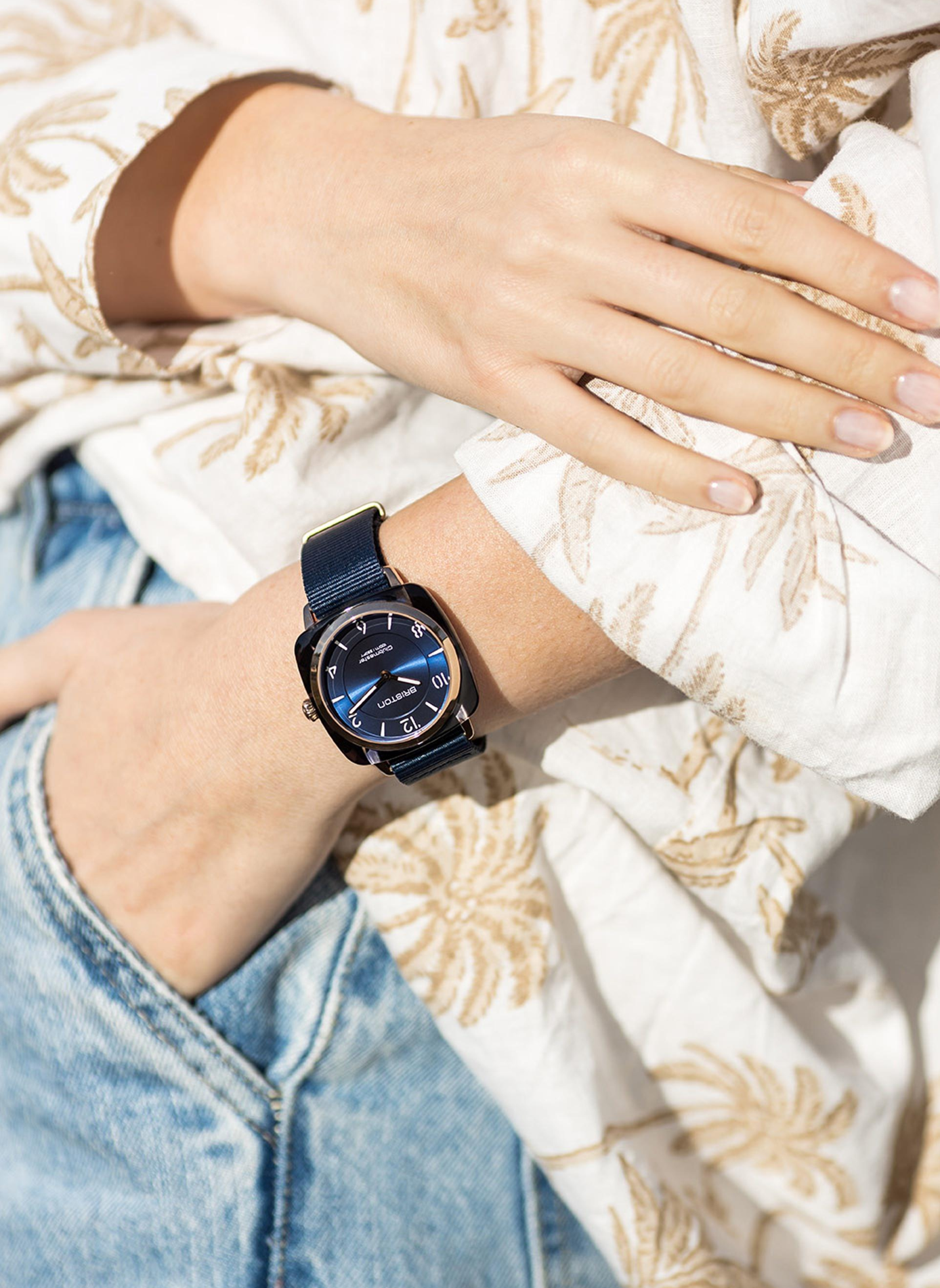 Montre Clubmaster Chic en nylon BRISTON Bleu