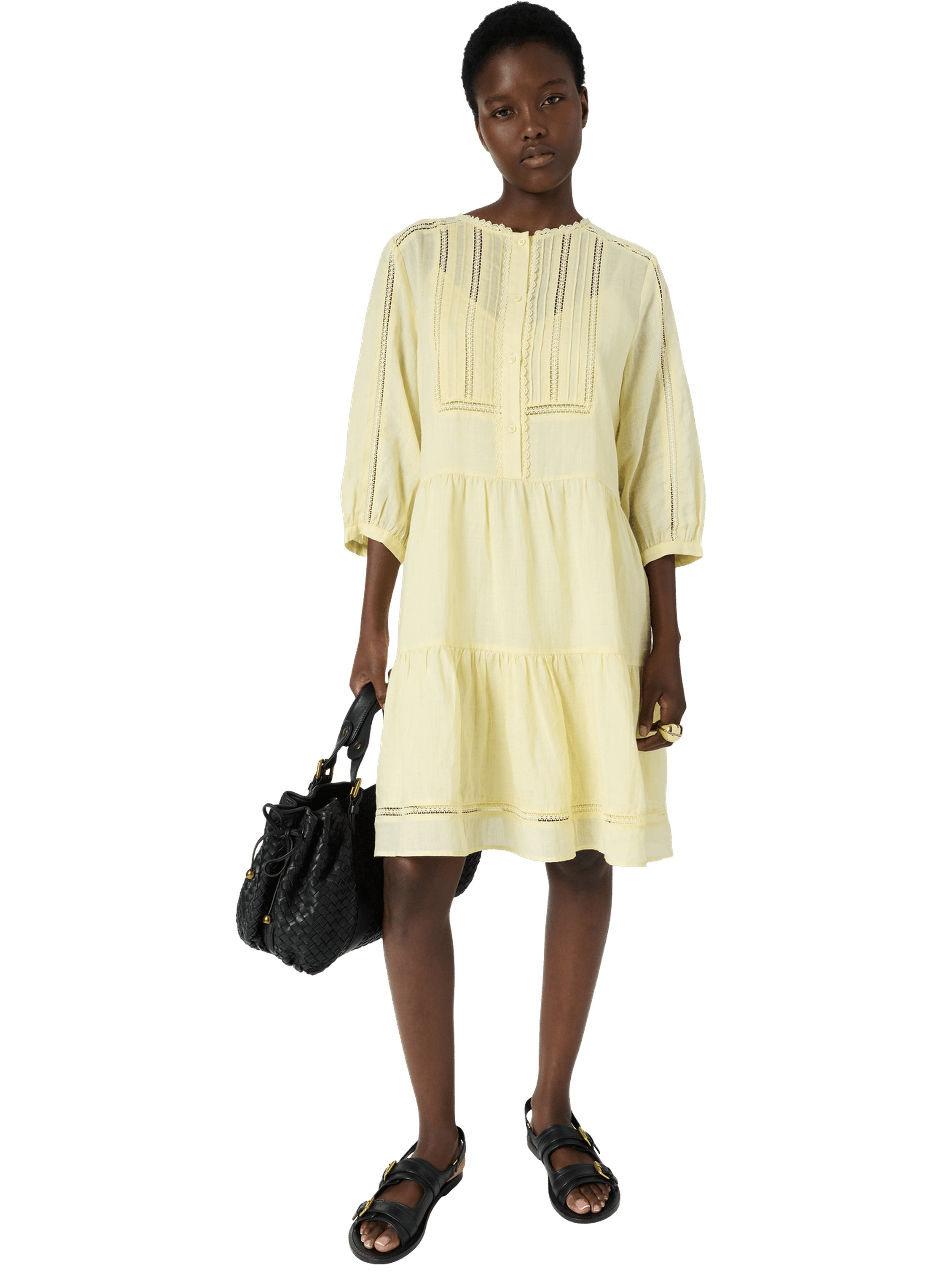 Robe courte et droite à dentelle - riane GERARD DAREL Jaune