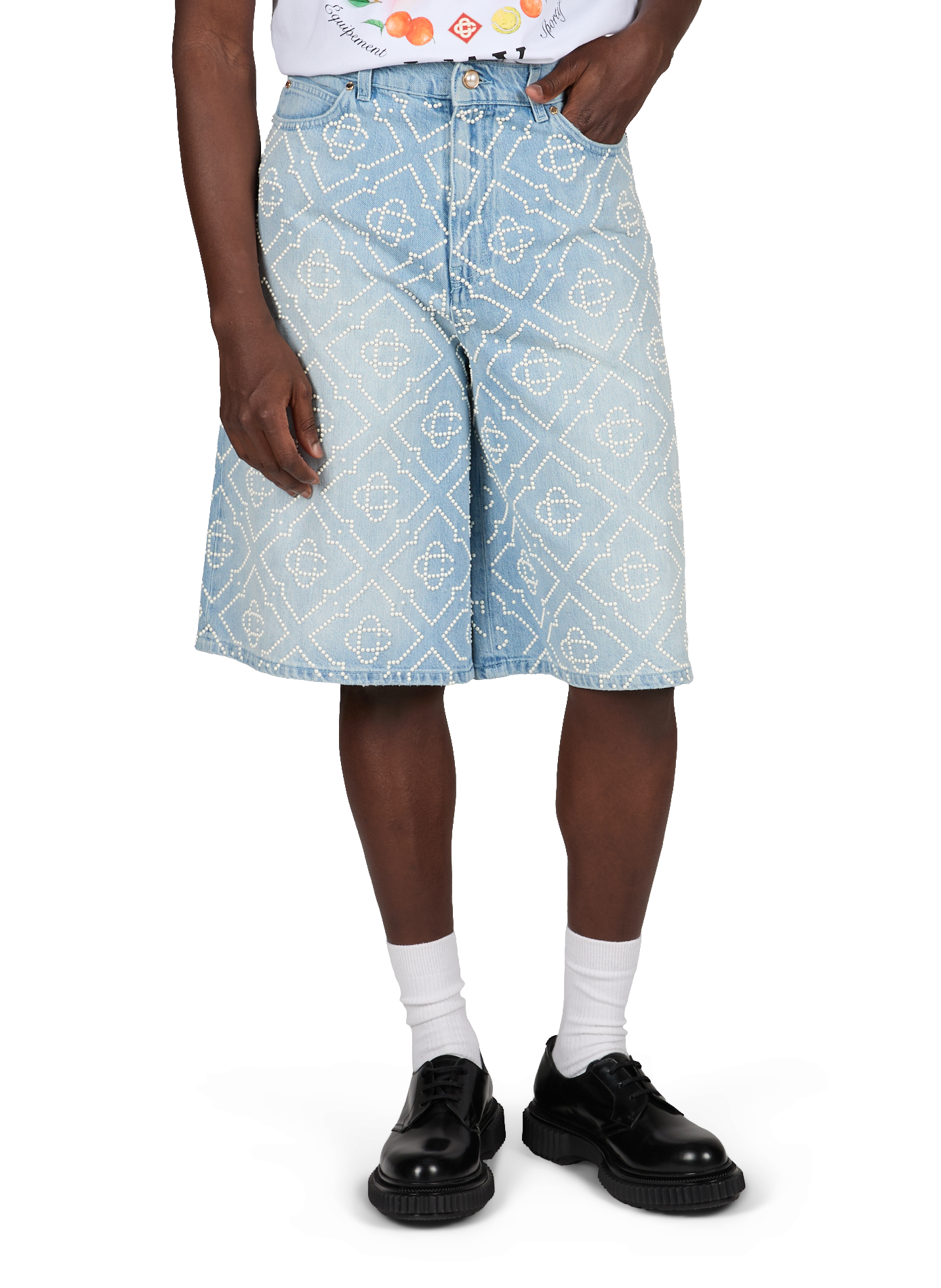 Bermuda orné de perles  CASABLANCA PARIS Bleu