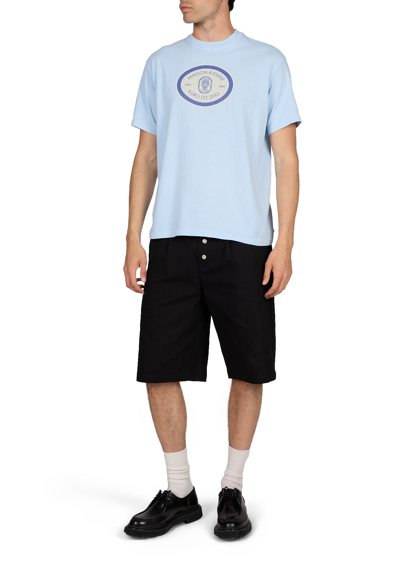 Cotton round-neck T-shirt MAISON KITSUNÉ Blue