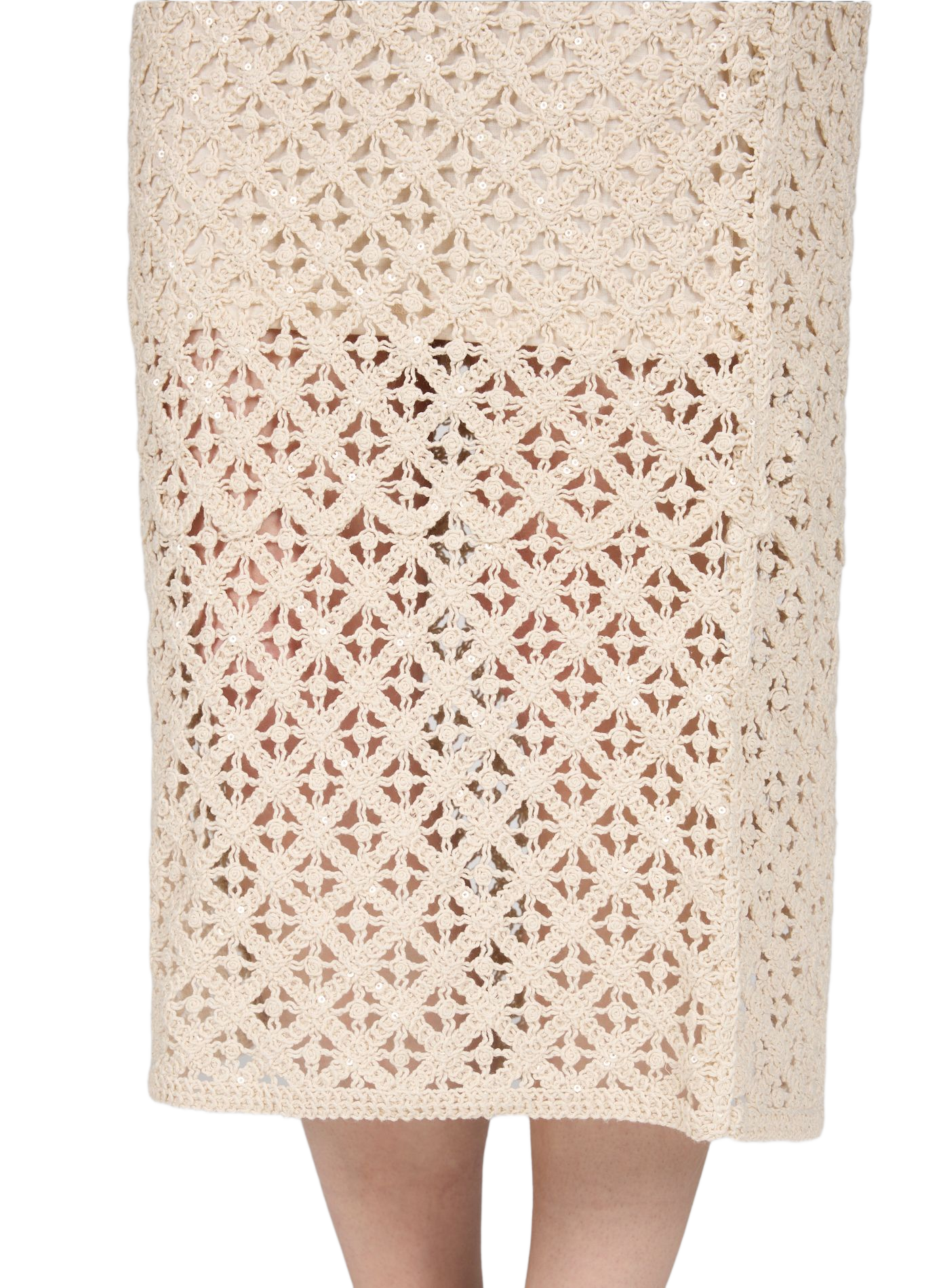 Masi cotton crochet midi skirt OBJECT Beige