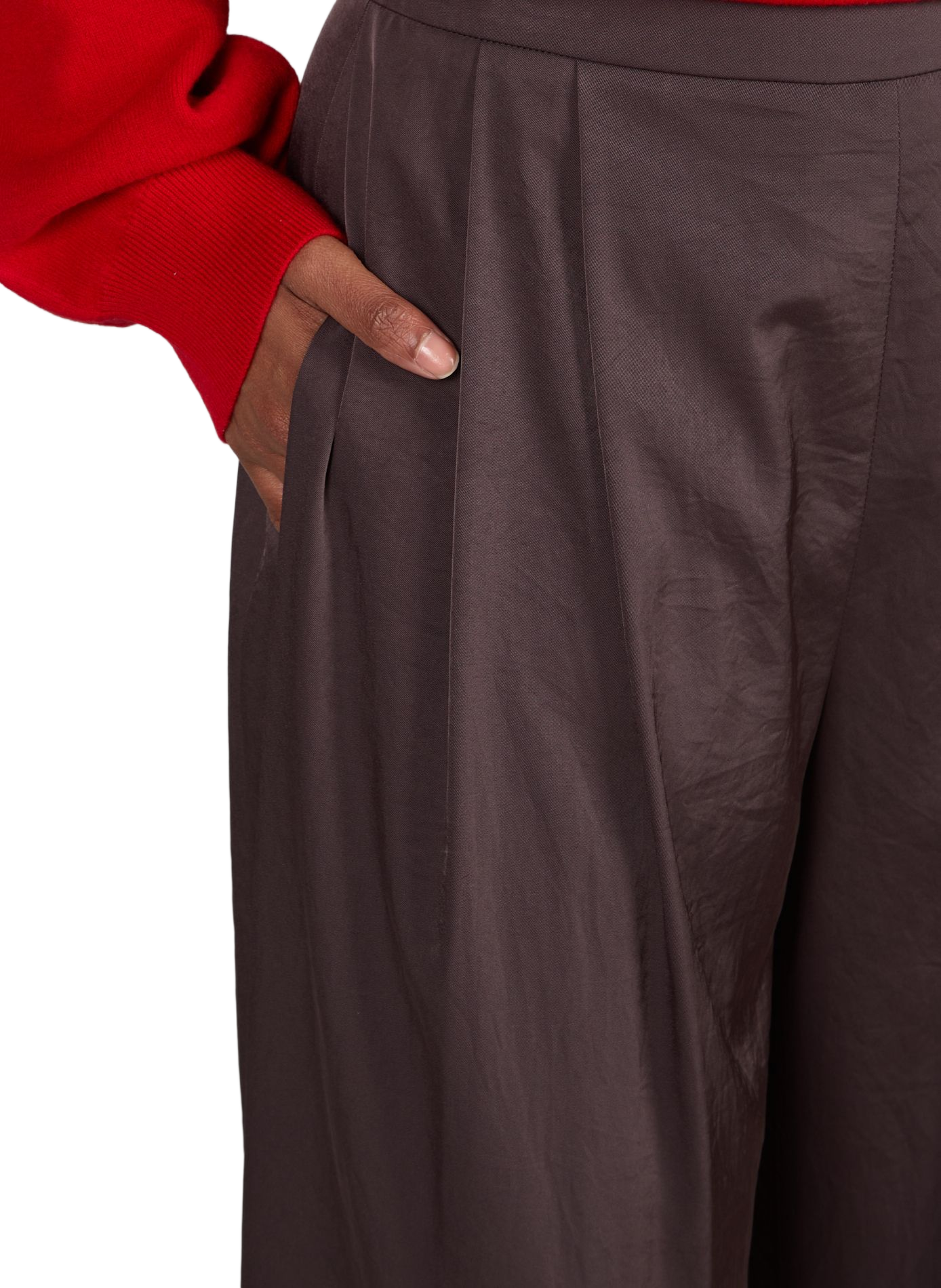 Satin Wide Leg Pants R2W Brown