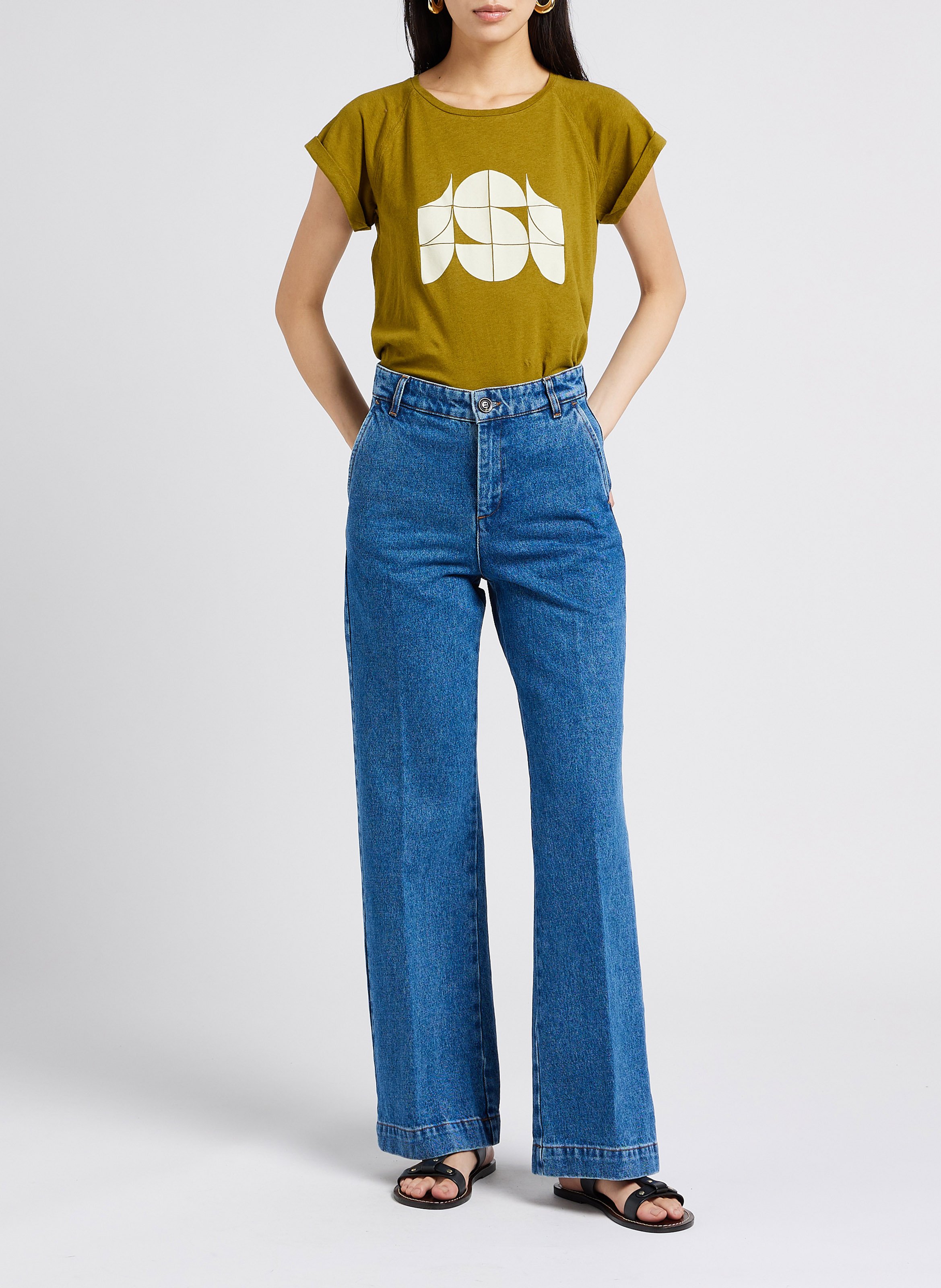 Jean boot-cut en coton california SOEUR Bleu