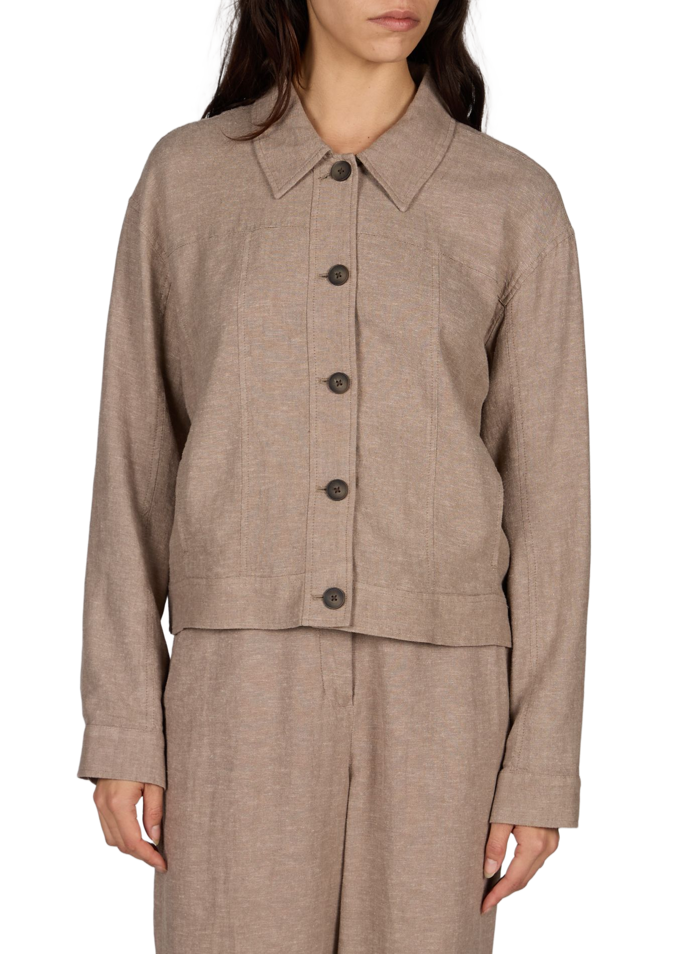 Viana Ginia round-neck linen jacket MSCH Brown