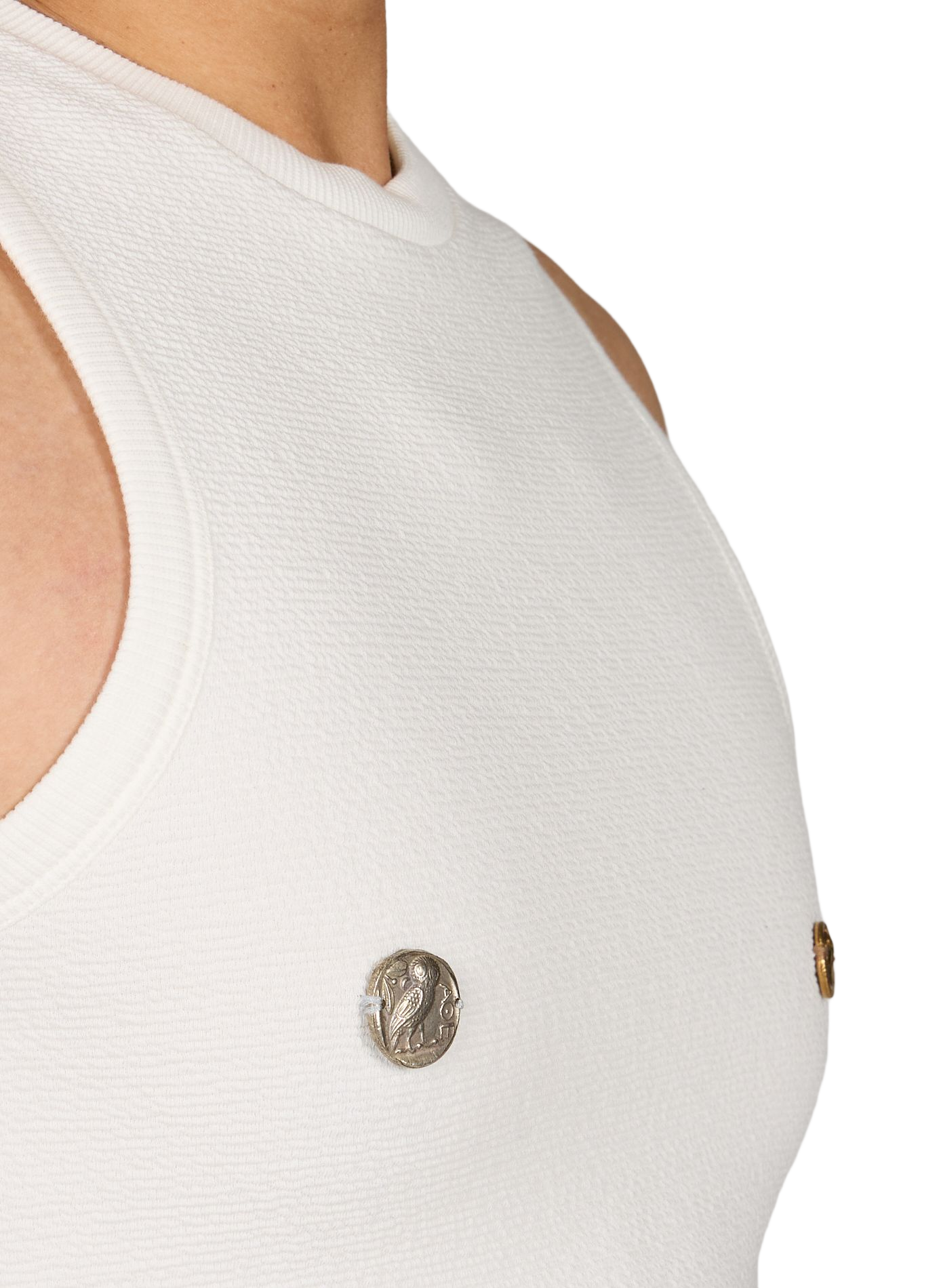 Textured round neck tank top SEAN SUEN White