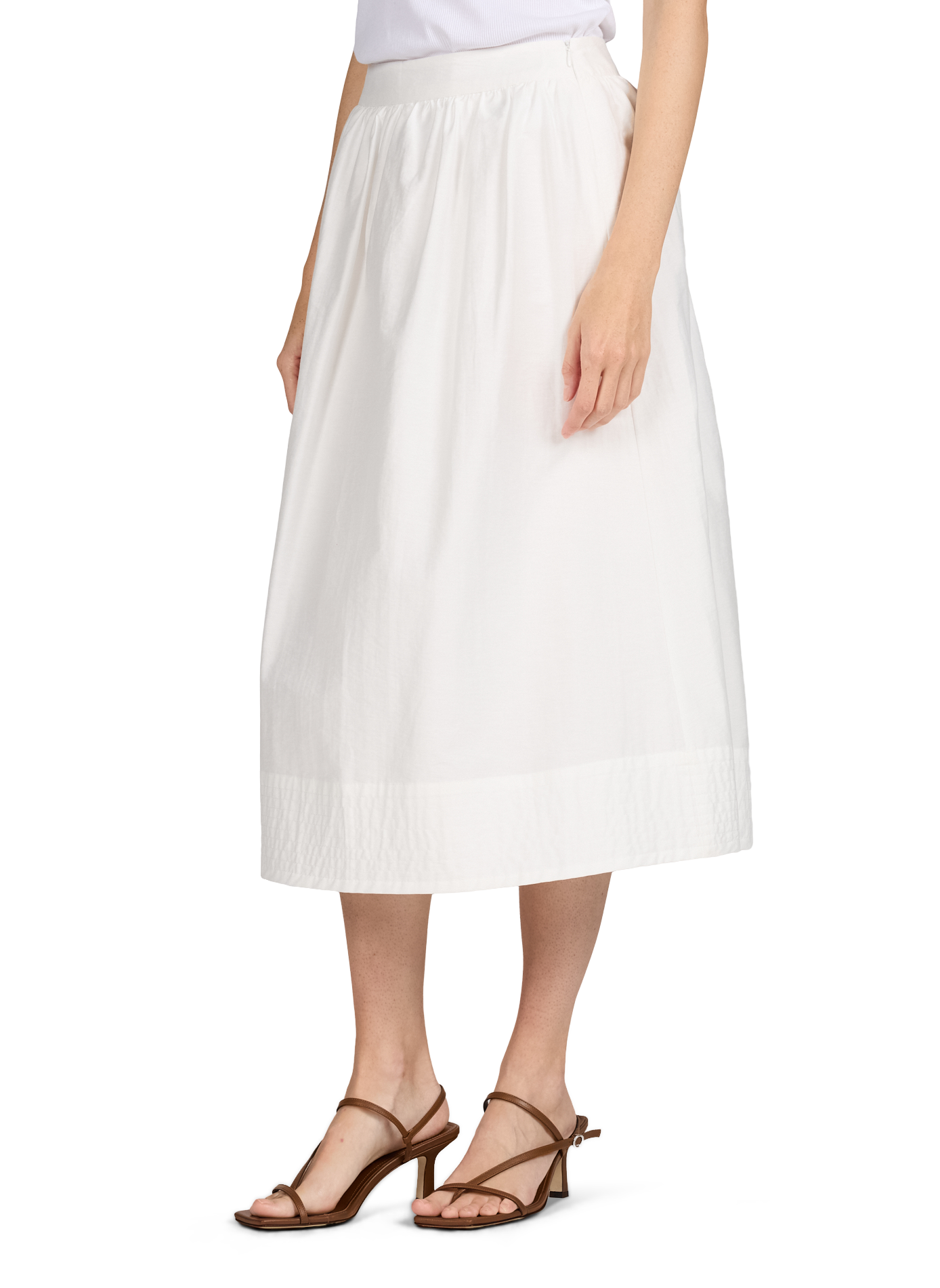 Wide midi skirt in blended cotton SUNCOO Beige
