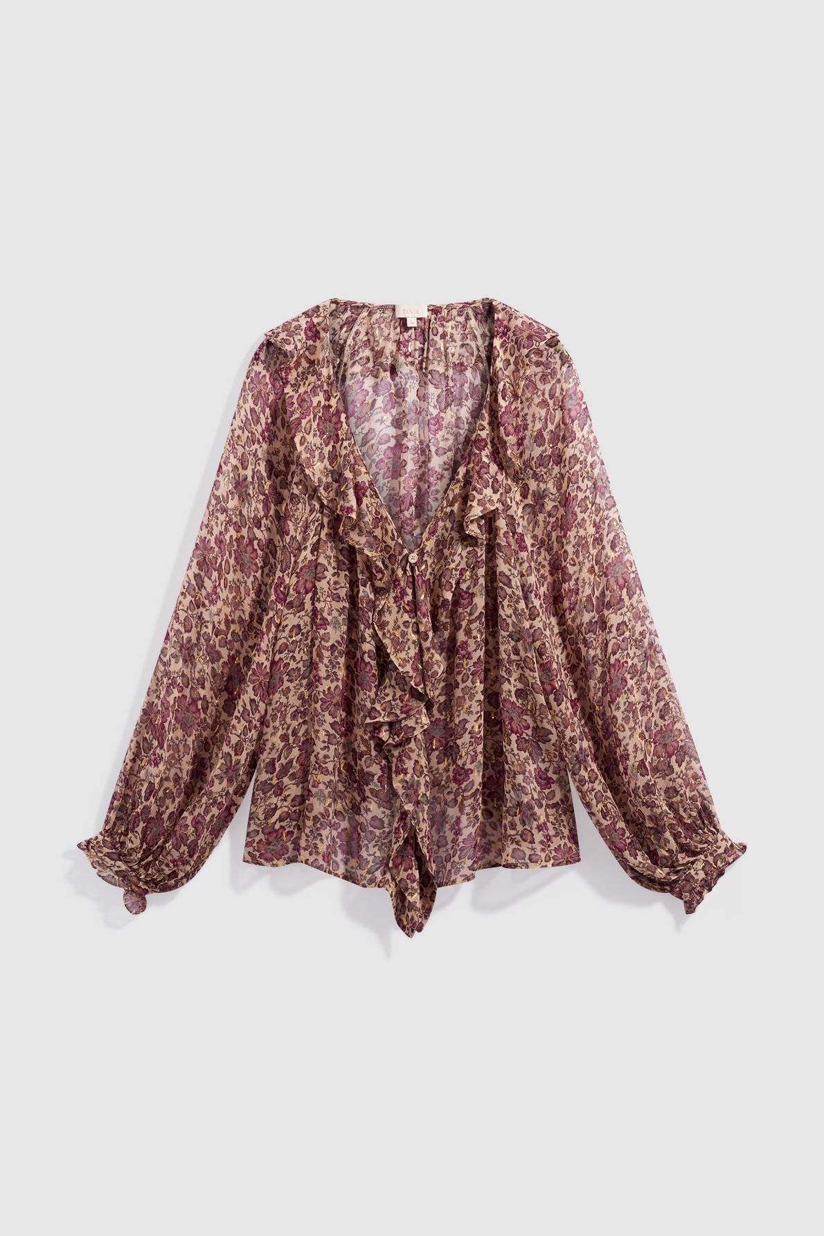 Chemise fleurie à volants - louelle PABLO Beige