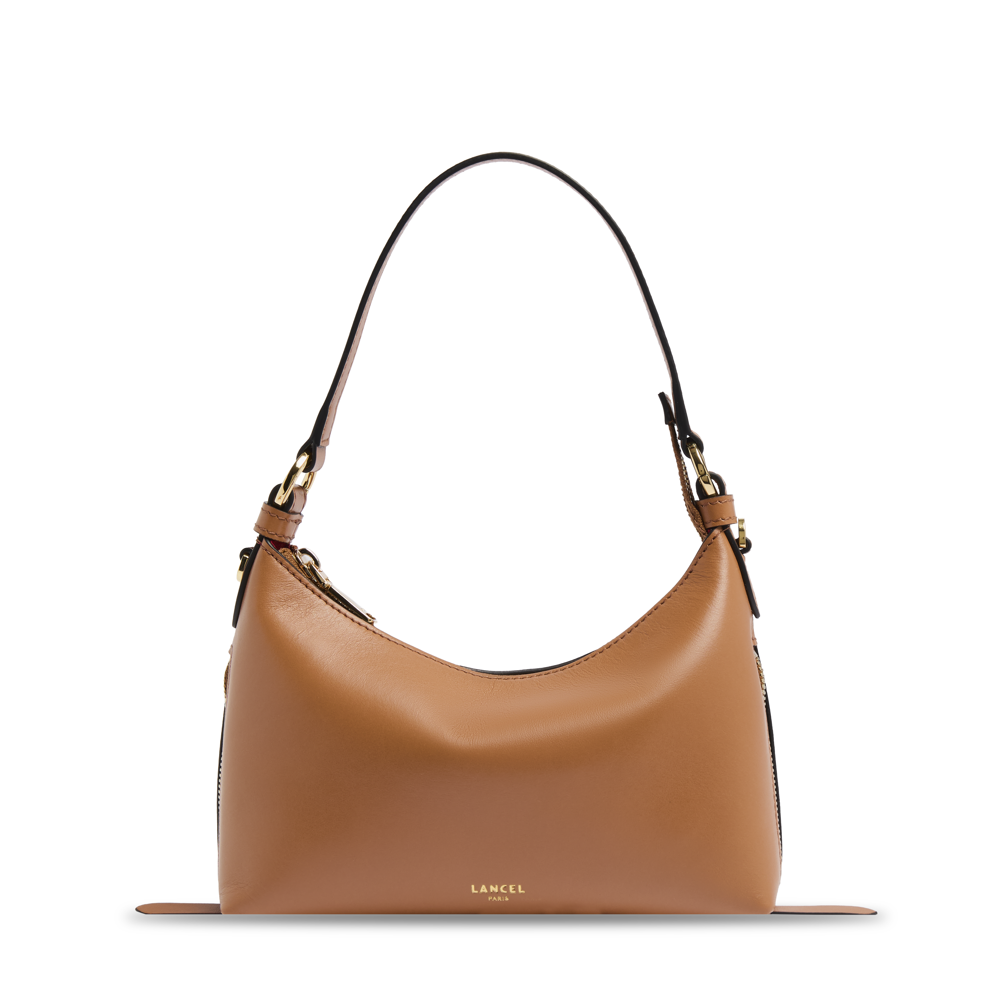 Lancel origami rits baby hobo tas, gemaakt van zacht kameelkleurig glad kalfsleer. LANCEL Bruin