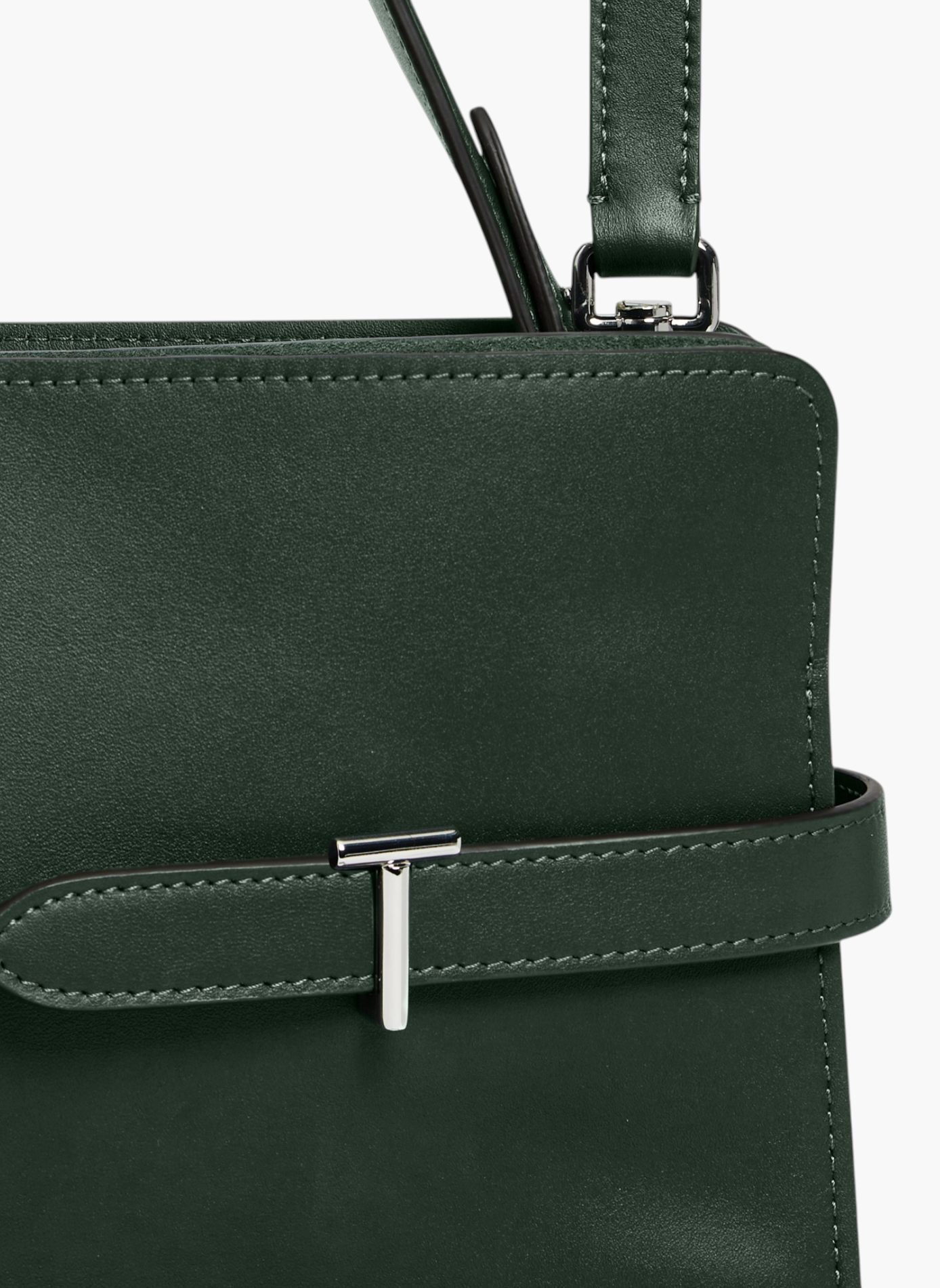 Sac porté épaule modèle maxi emie en cuir lisse et refente de velours LE TANNEUR Vert