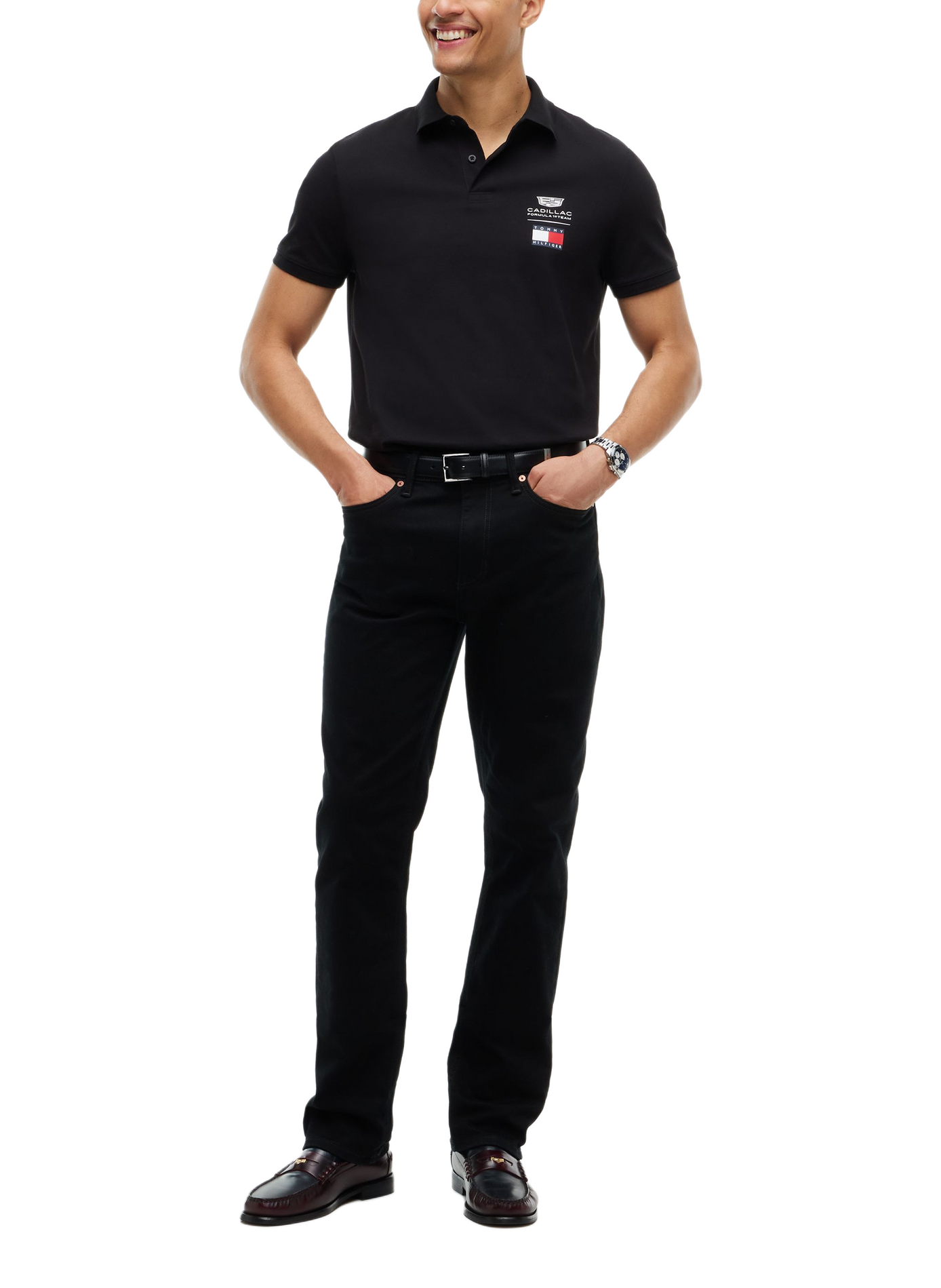 Gerade geschnittenes Polo-Shirt Cadillac Formula 1 Team mit Logo aus Baumwollmischung TOMMY HILFIGER Schwarz