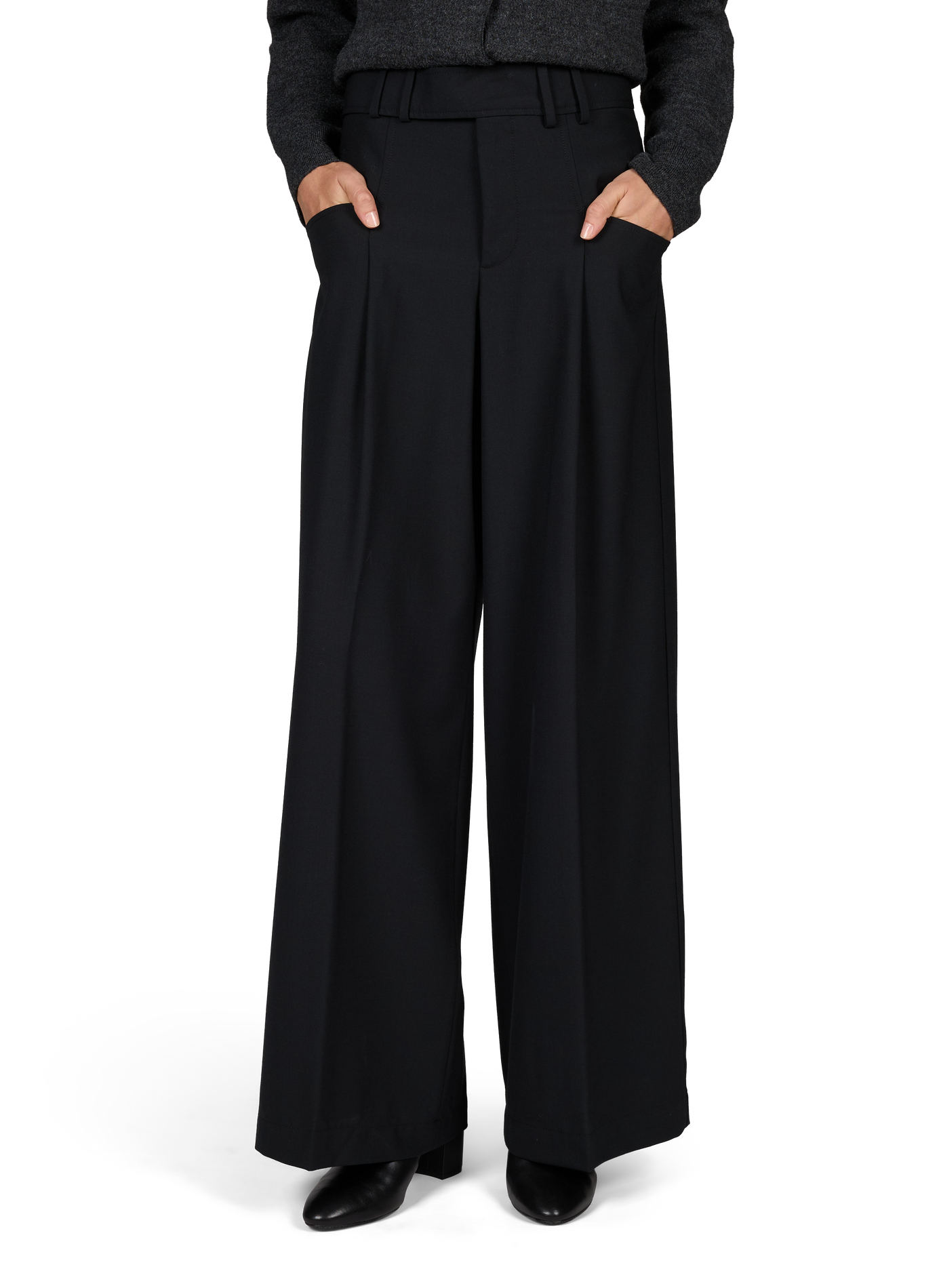 Pantalon large en laine mélangée CLOSED Noir