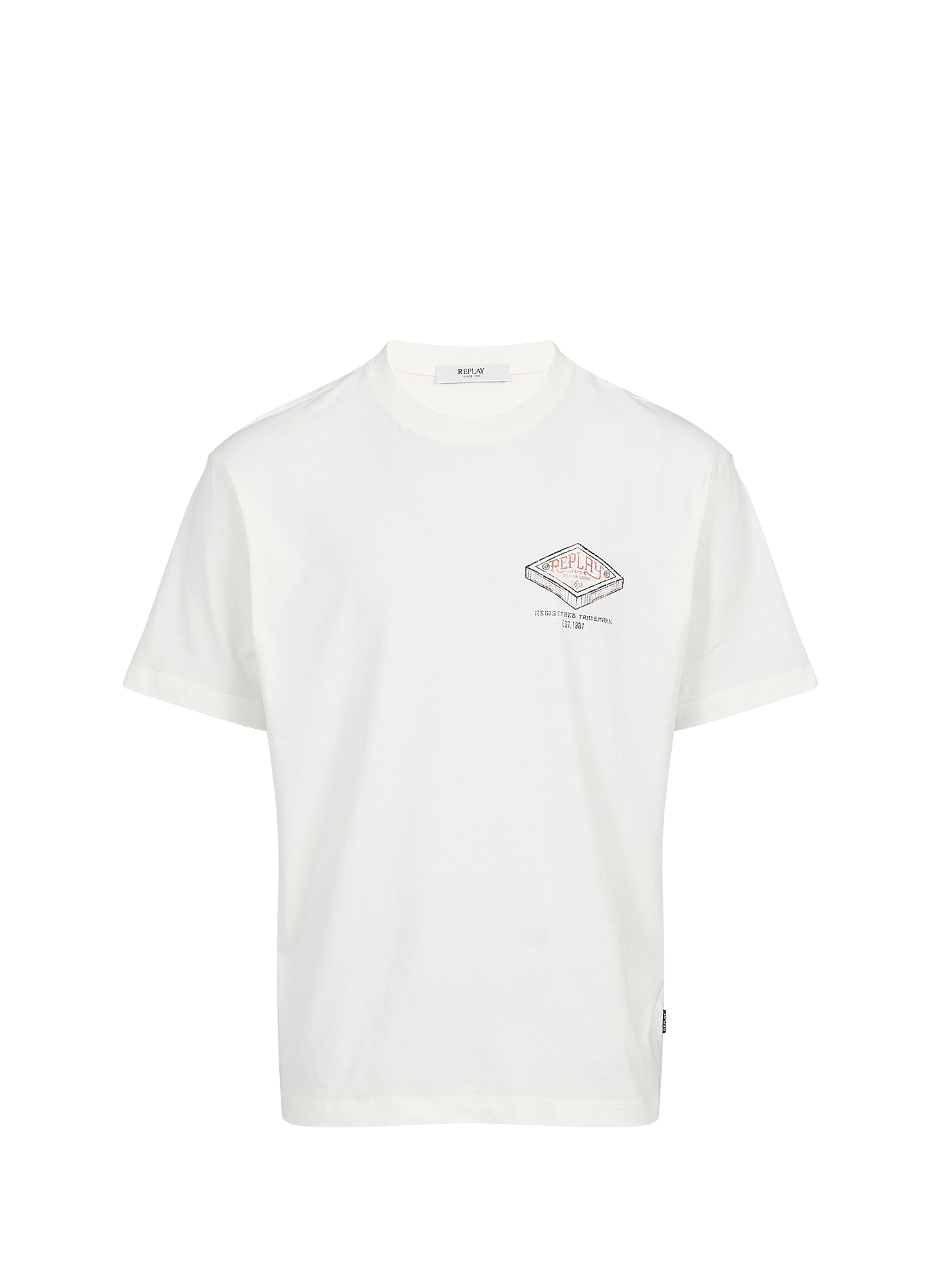 Oversized round neck cotton screen-printed t-shirt REPLAY Beige