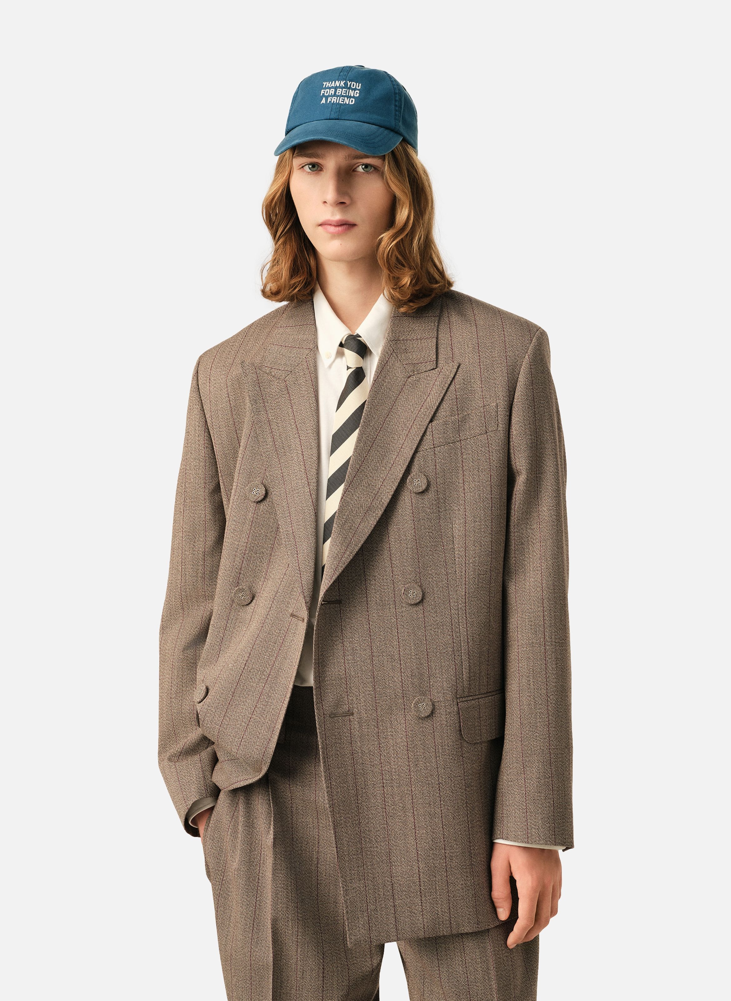 Veste rayée double boutonnage en laine AMI PARIS Marron