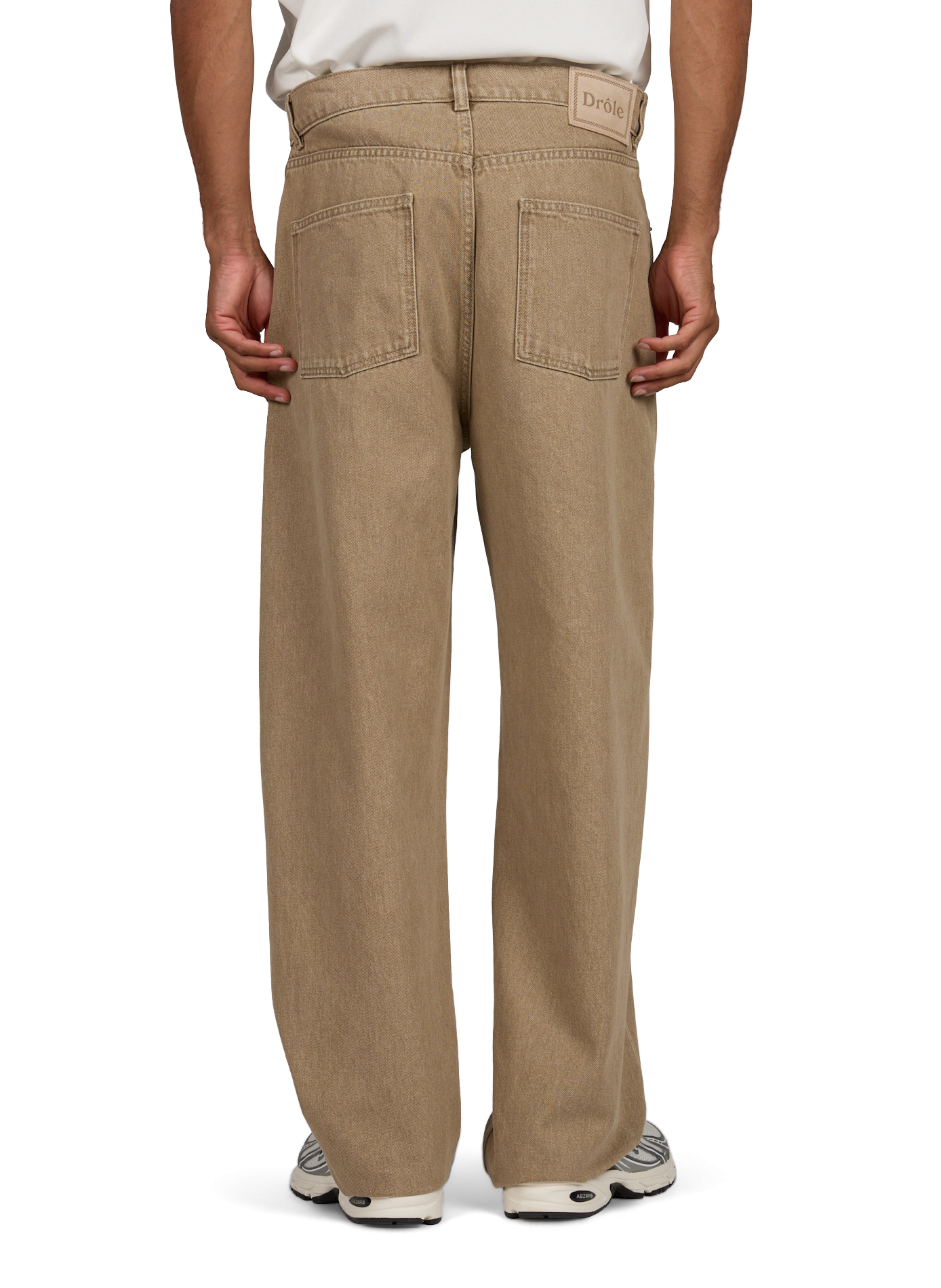 Straight leg washed denim jeans DROLE DE MONSIEUR Khaki