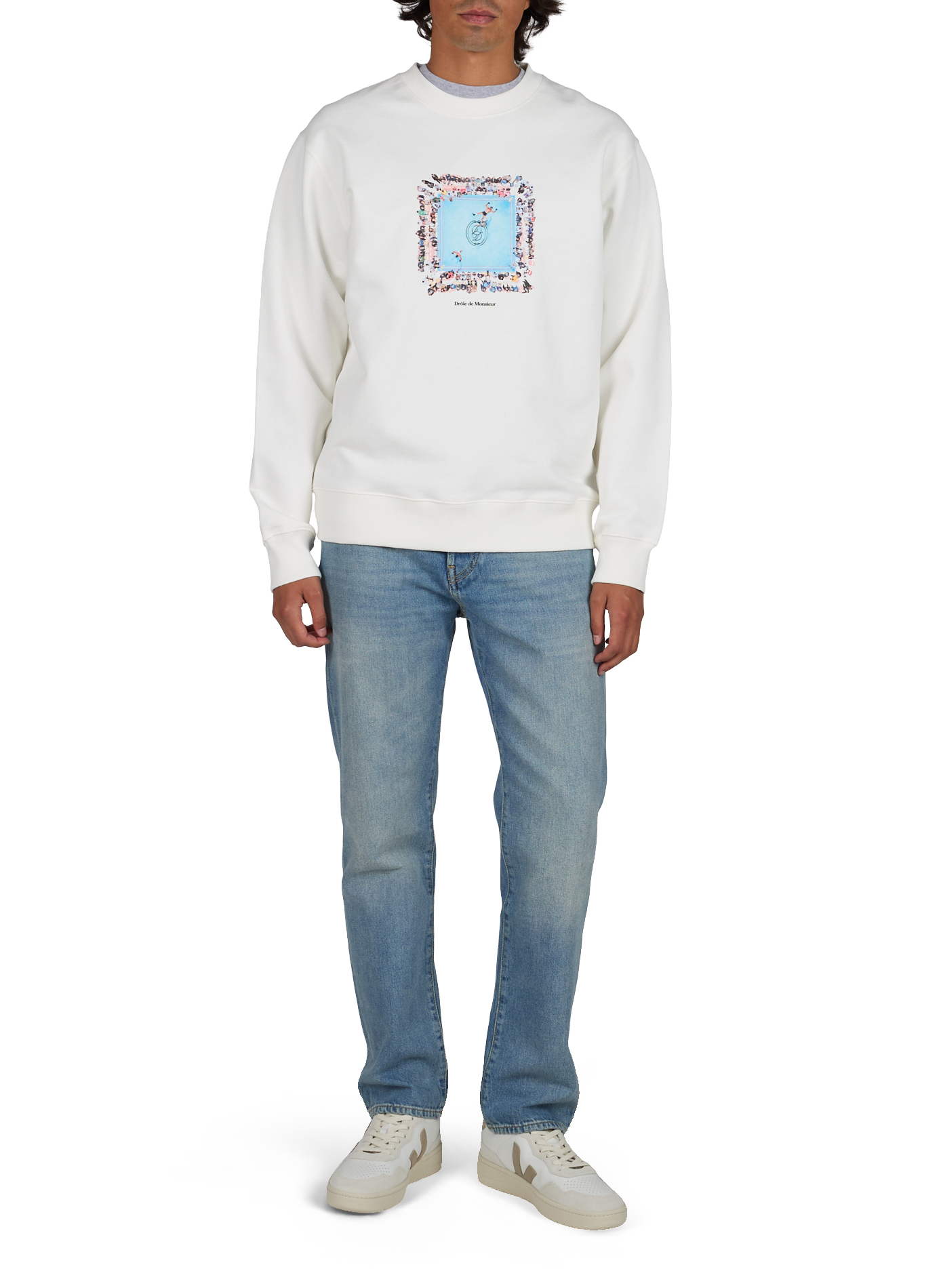 Sweatshirt mit Muster aus Baumwolle DROLE DE MONSIEUR Weiss