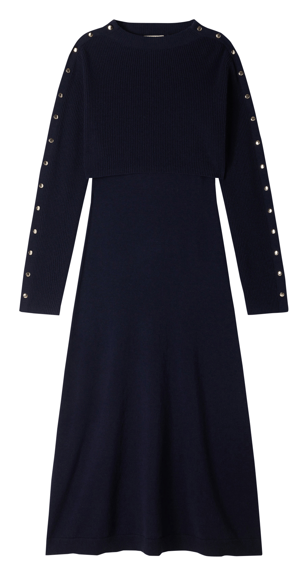 Robe ample col rond en laine et cachemire SANDRO Bleu