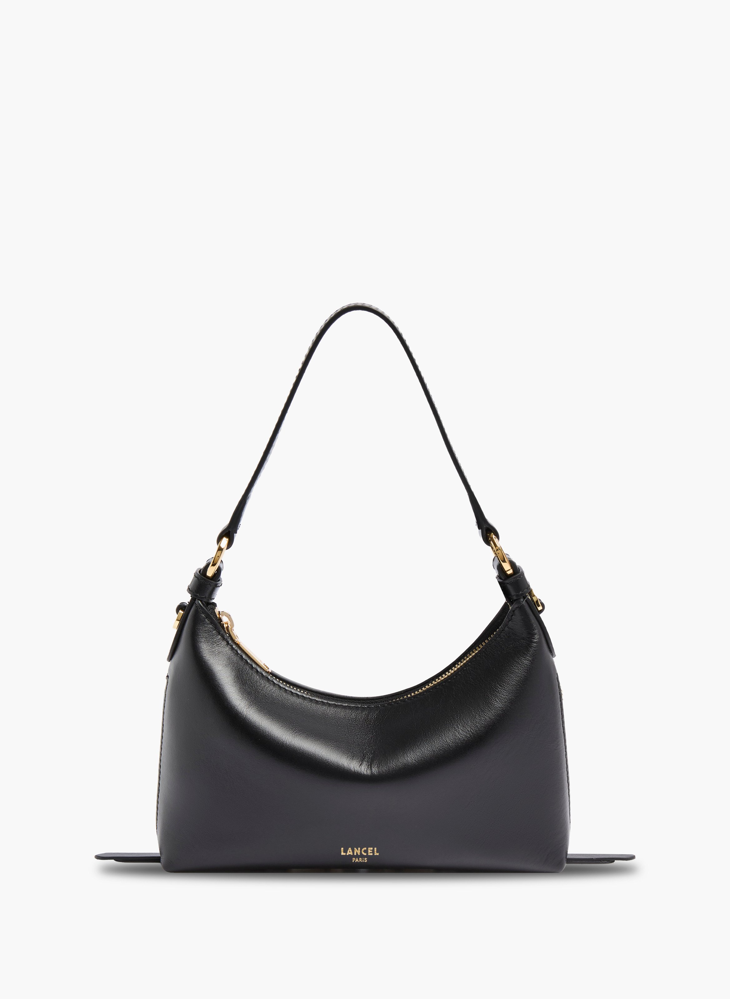 Sac hobo origami zip baby, cuir lisse de vachette, noir, 22 x 15 x 5 cm. LANCEL Noir
