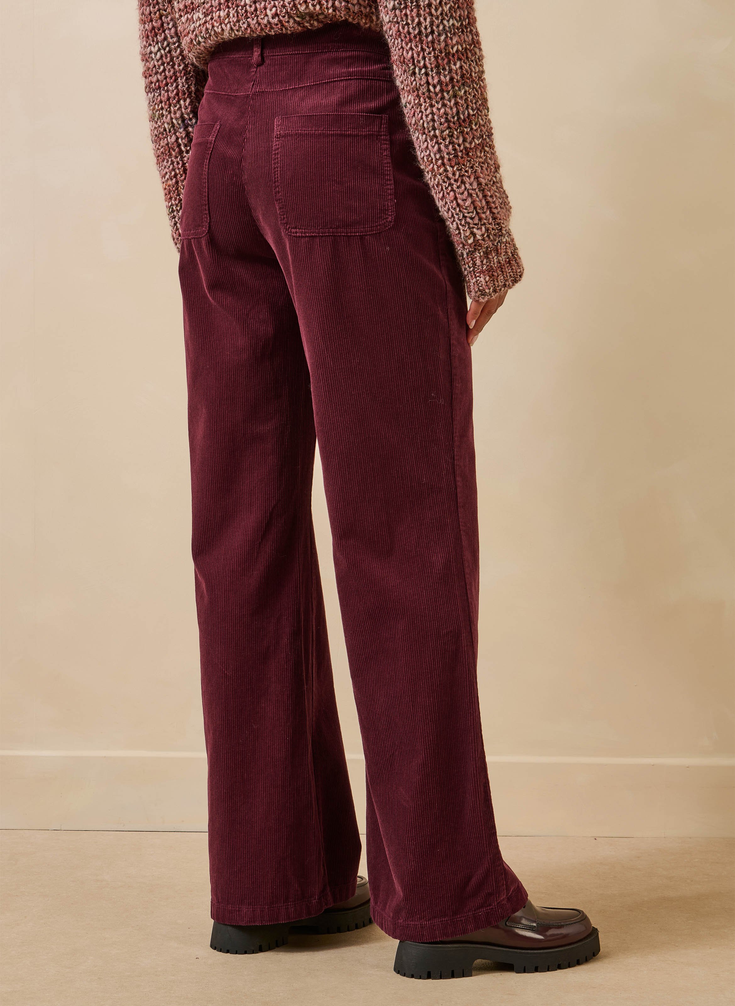 Wijde ribfluwelen broek van katoenmix LA FEE MARABOUTEE Rood