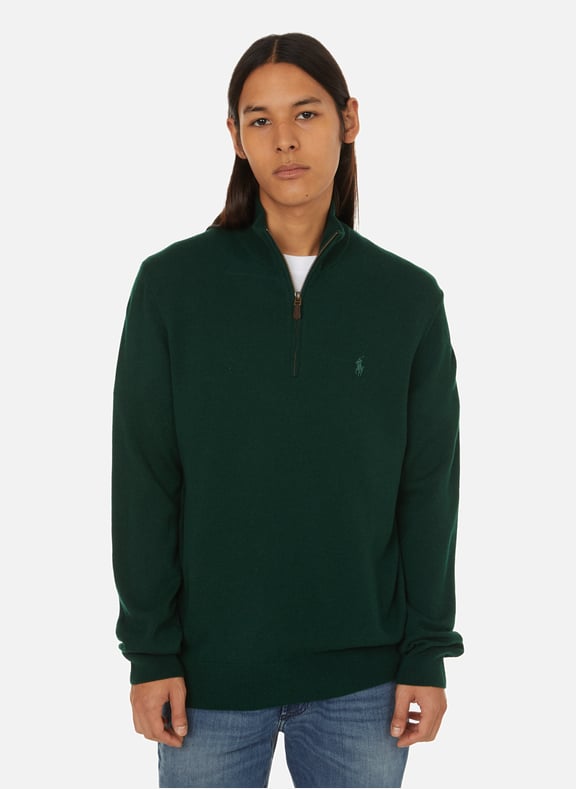 Pull col zippé en laine Vert by POLO RALPH LAUREN POLO RALPH LAUREN Pull col zippé en laine Vert