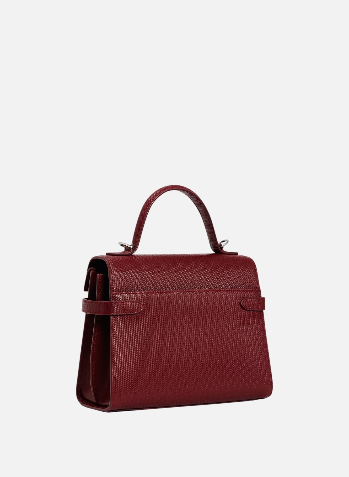 Sac à main double rabat moyen modèle emilie en cuir signature t LE TANNEUR Rouge