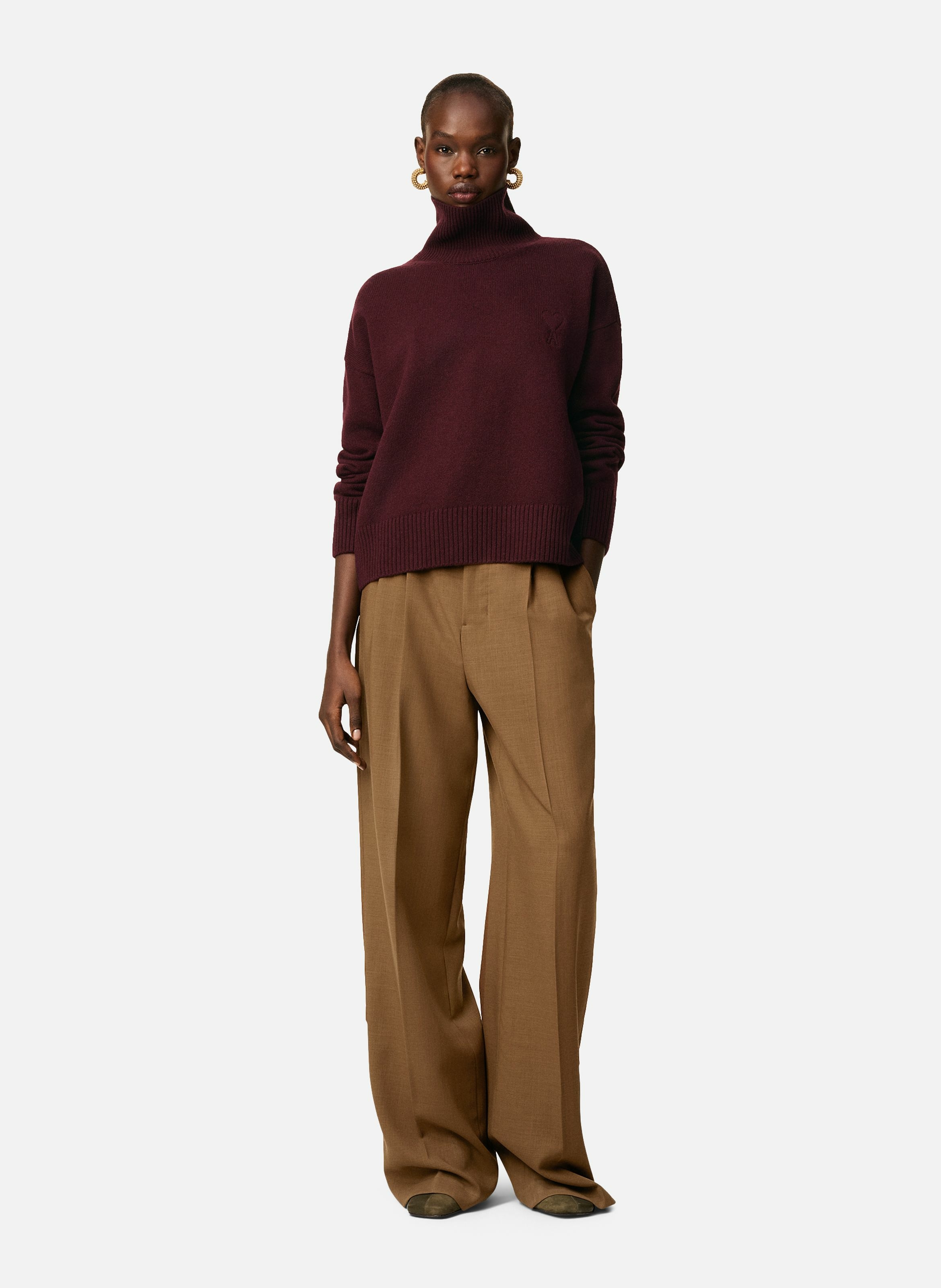 Pull col cheminée ami de coeur en laine unisexe AMI PARIS Rouge