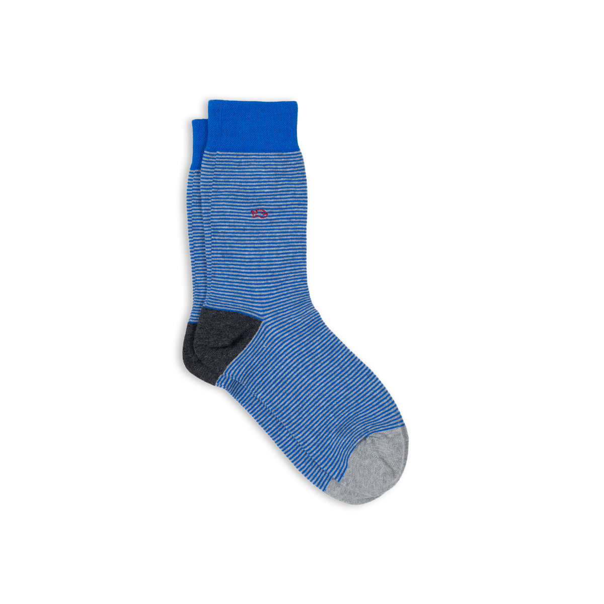 Chaussettes en coton peigné rayées  Bleu et gris