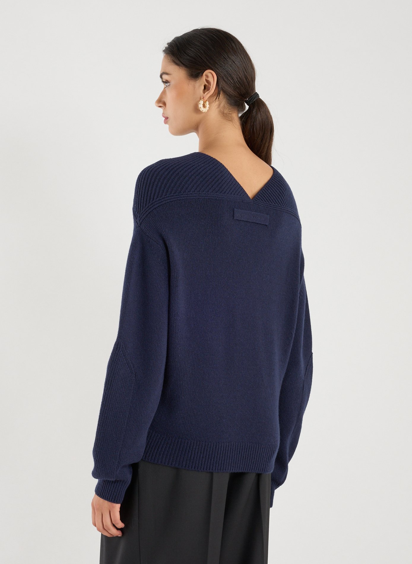 Pull cachemire et laine col v VICTORIA BECKHAM Bleu