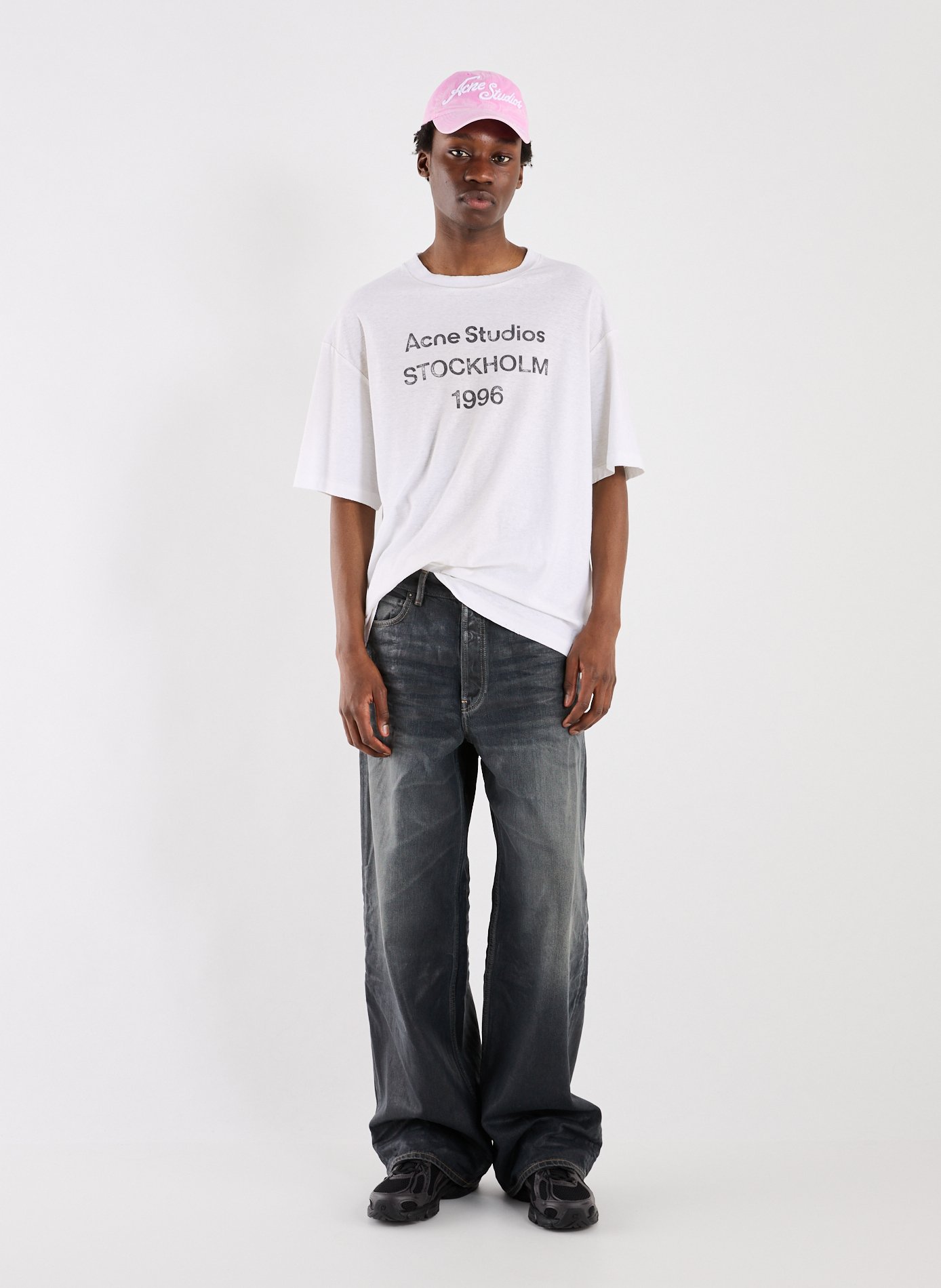 T-shirt en coton et chanvre ACNE STUDIOS Blanc