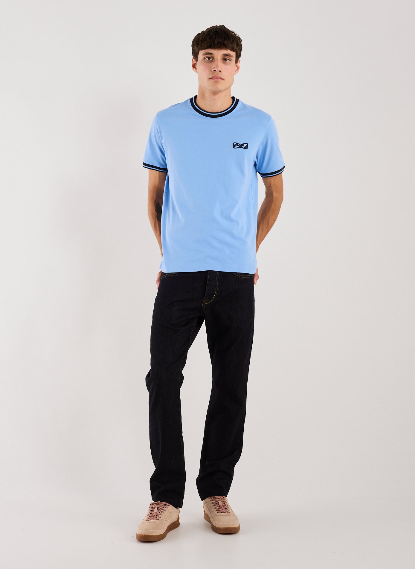 T-shirt brodé en coton EDEN PARK Bleu