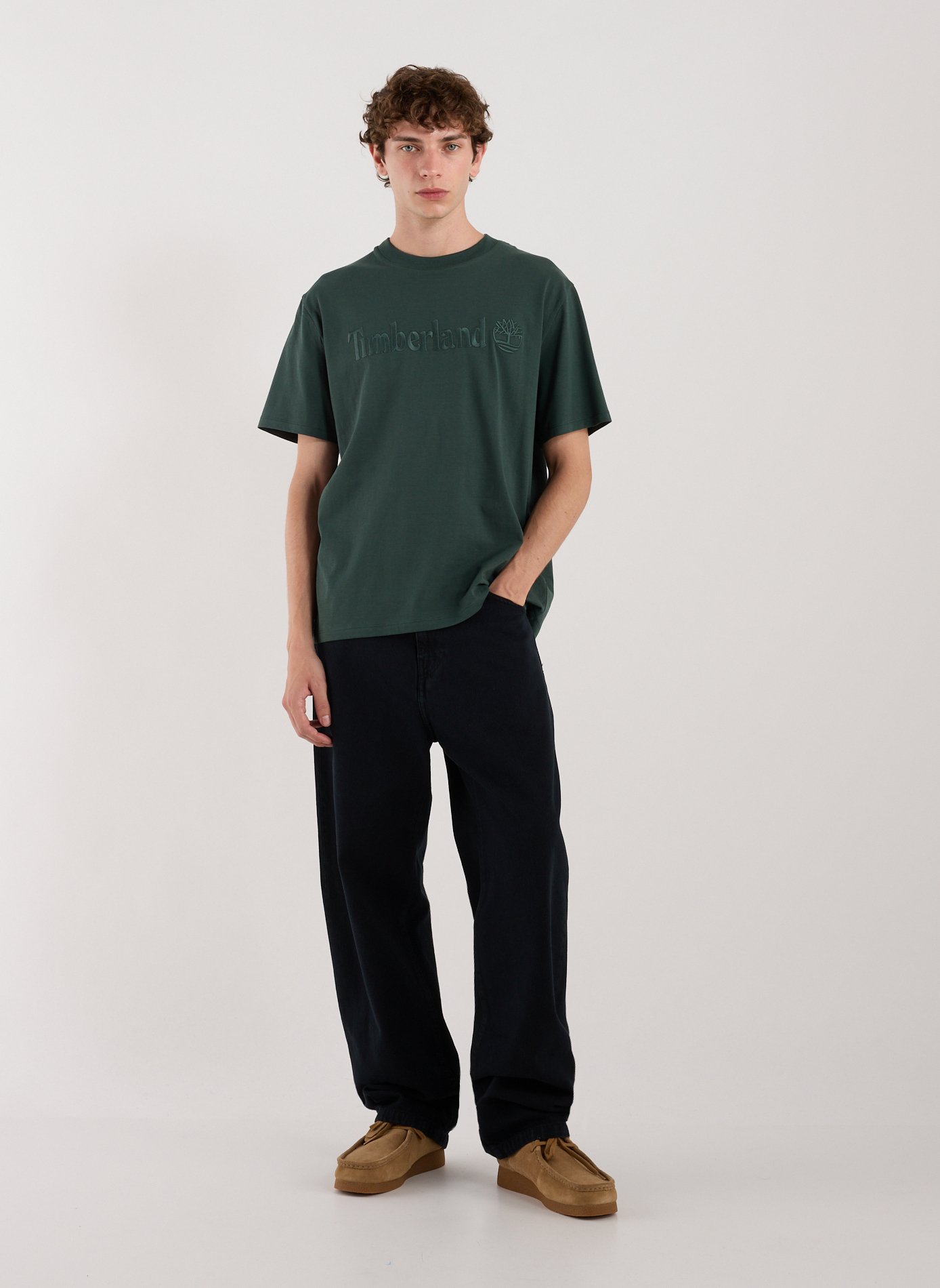 Straight embroidered cotton t-shirt TIMBERLAND Green