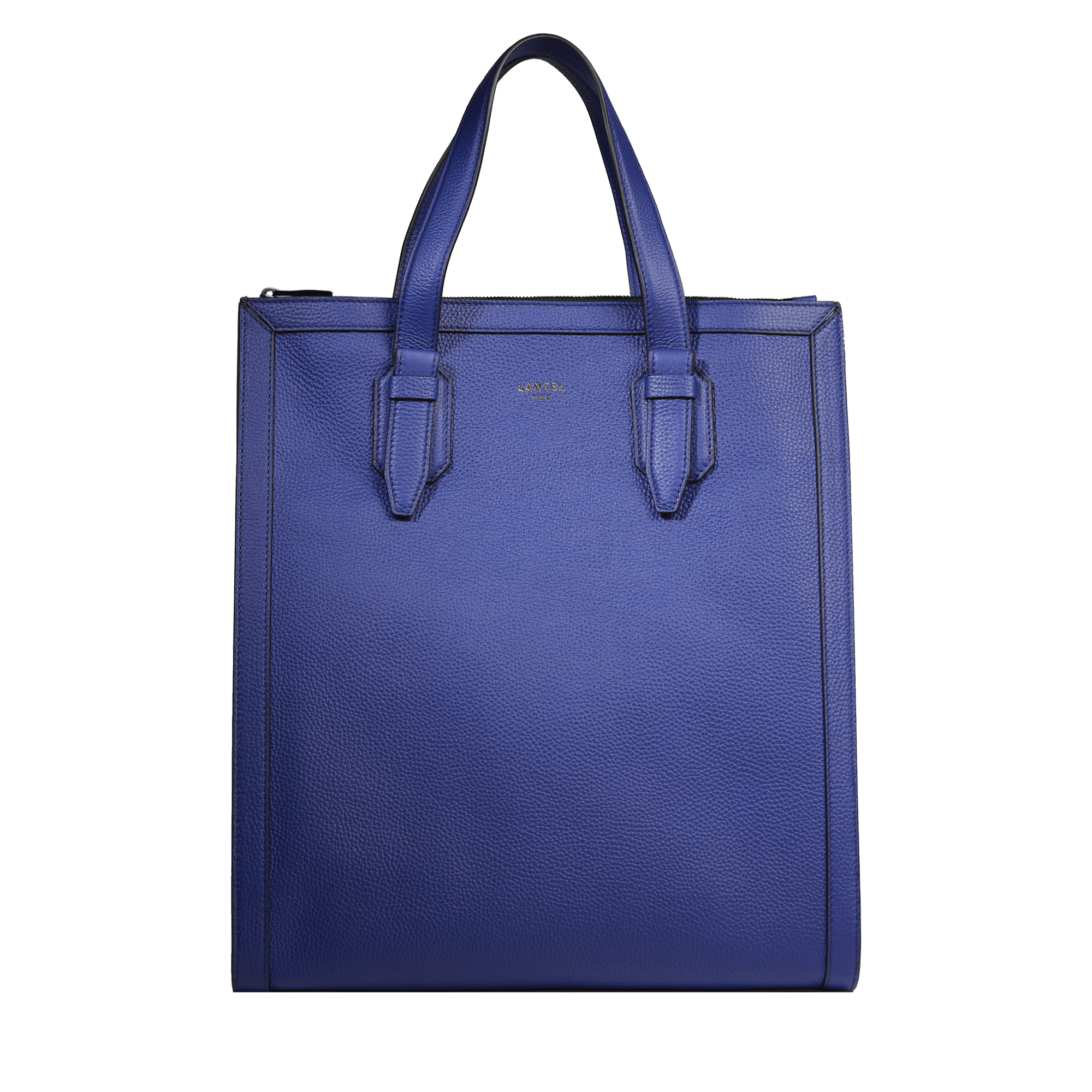 LANCEL Sac cabas vertical zippé charlie de lancel en cuir Bleu