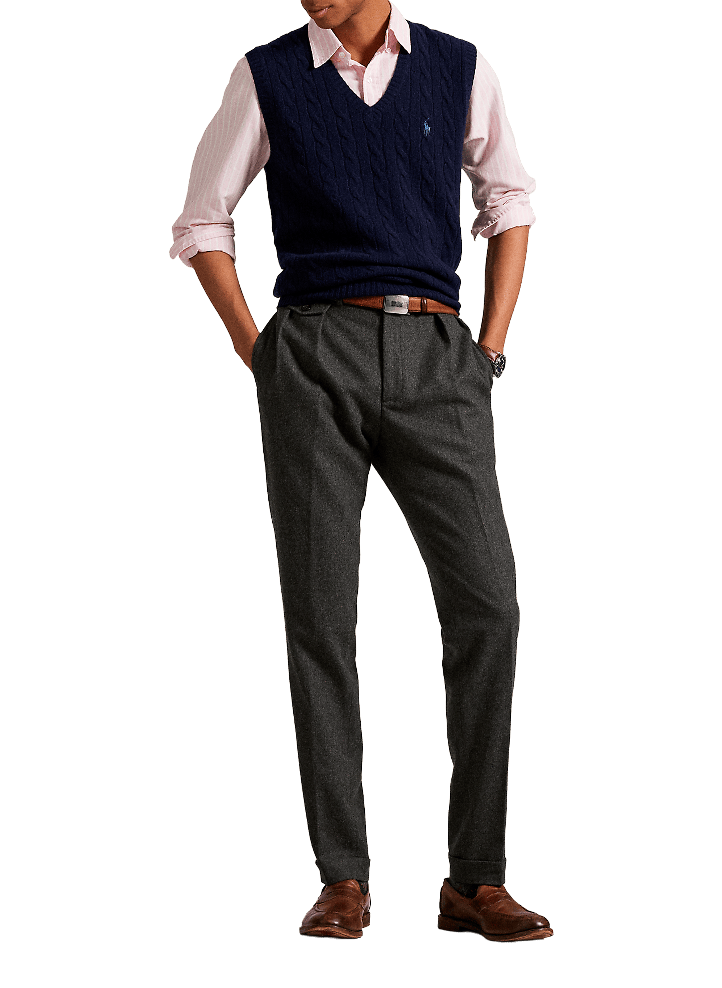 Gilet sans manches en laine et cachemire POLO RALPH LAUREN Bleu