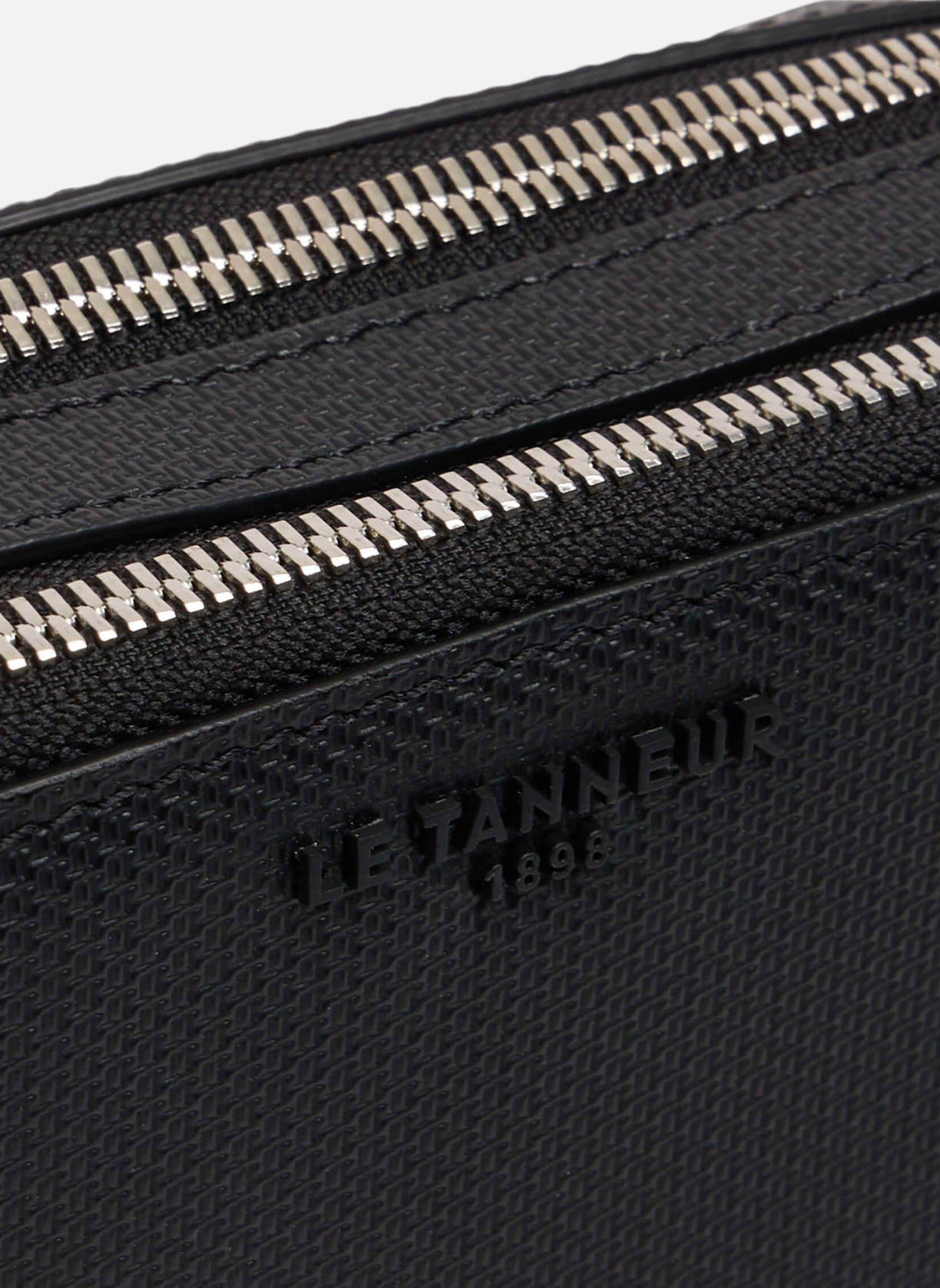 Petite sacoche 2 compartiments emile en cuir signature t LE TANNEUR Noir