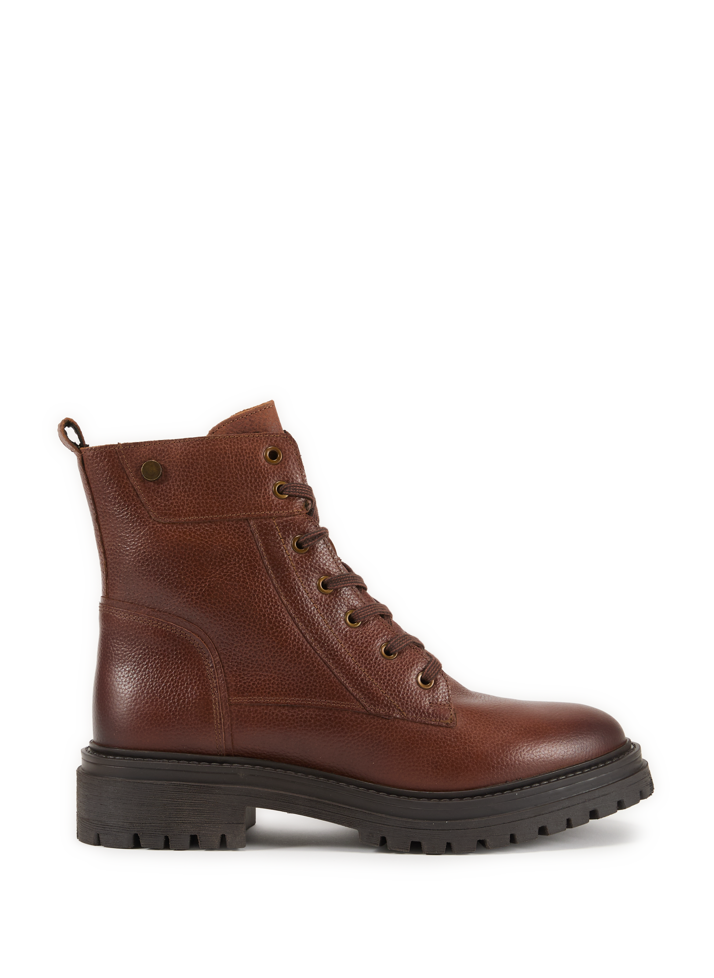 GEOX Bottines crantées à lacets en cuir Marron
