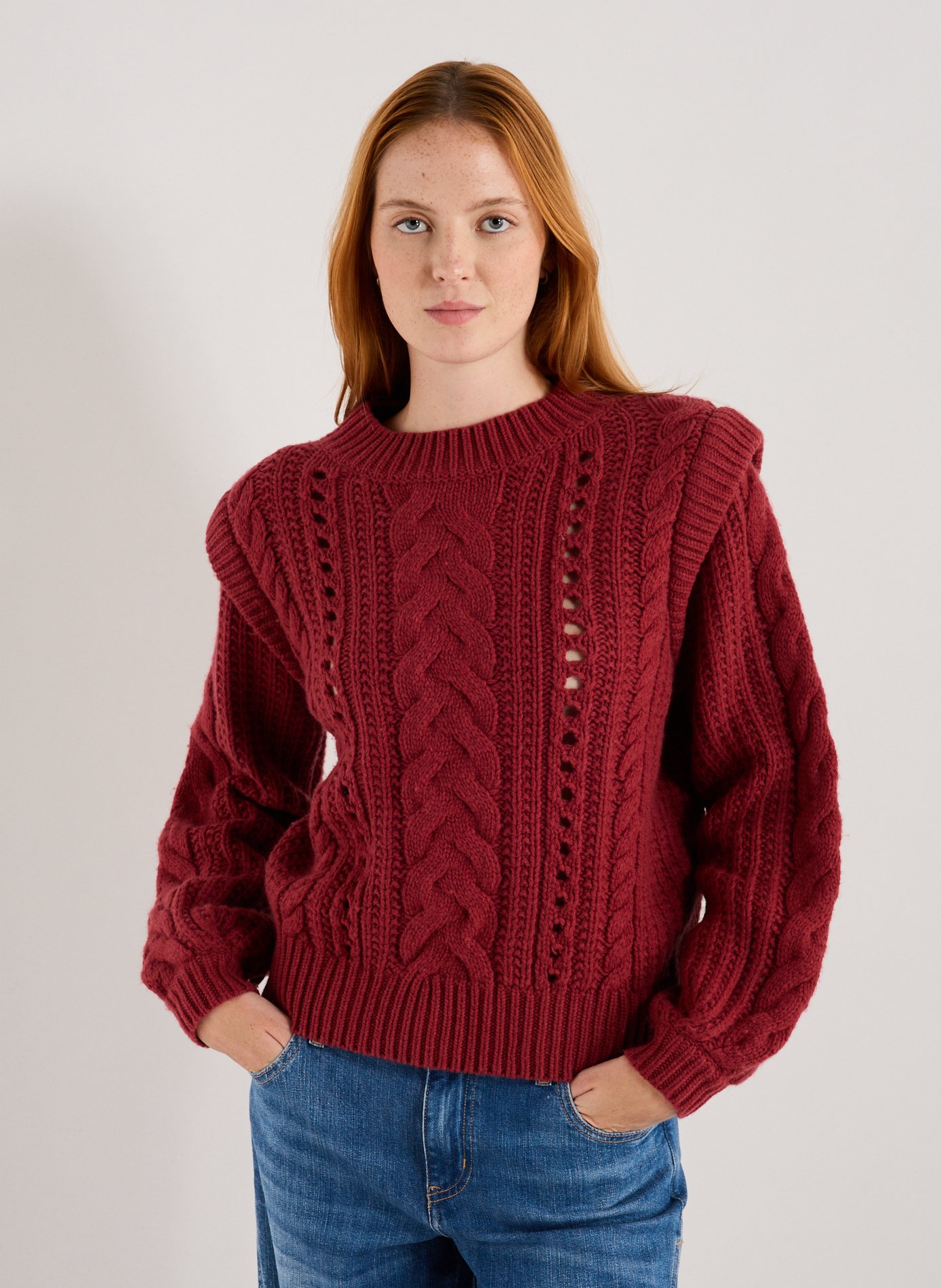 LOUISE MISHA Straight wool knit sweater Red