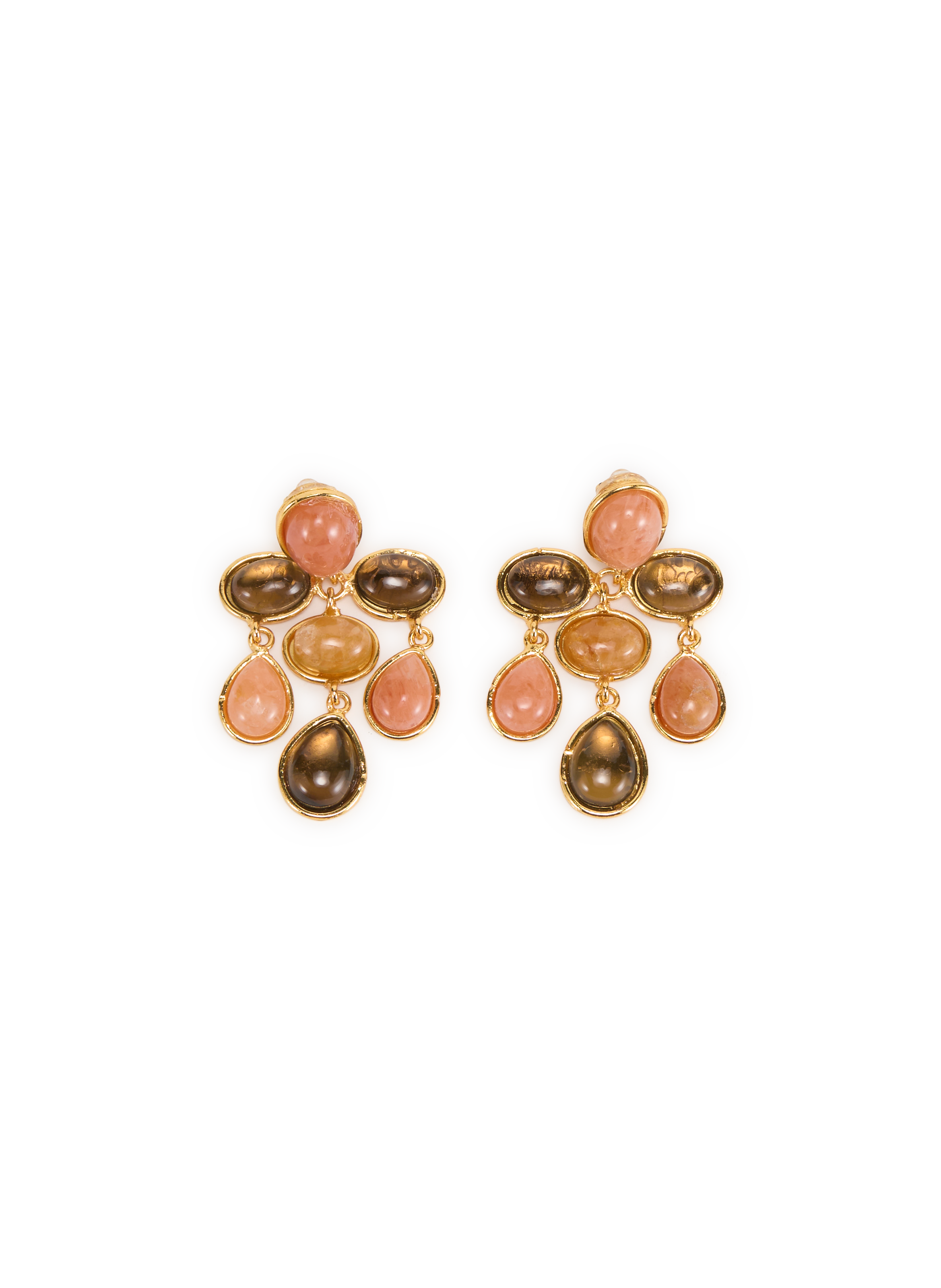 SYLVIA TOLEDANO Hanging brass and stone earrings Multicolour