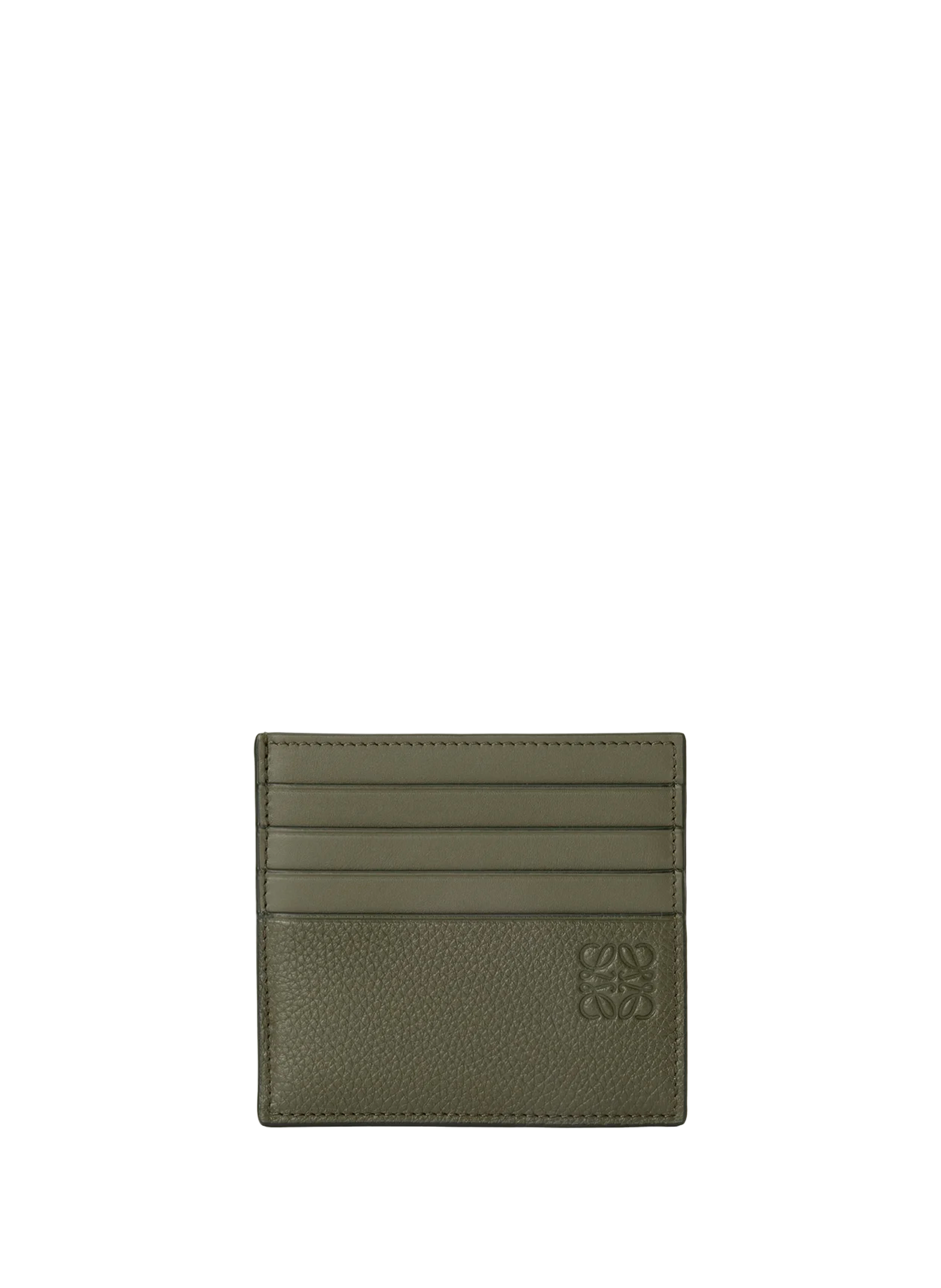 LOEWE Open cardholder in soft grained calf leather Green