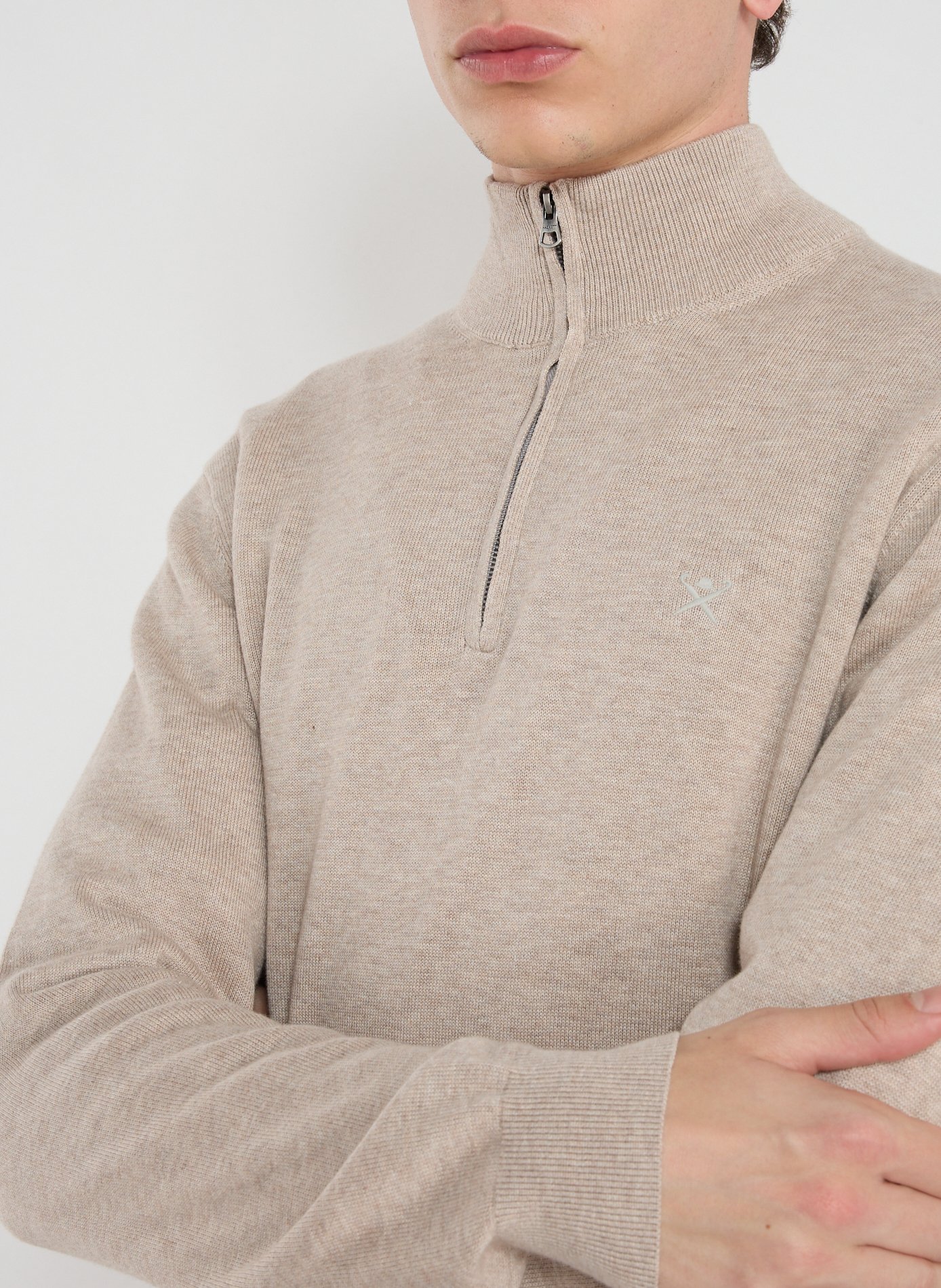 Cotton high-neck jumper HACKETT Beige