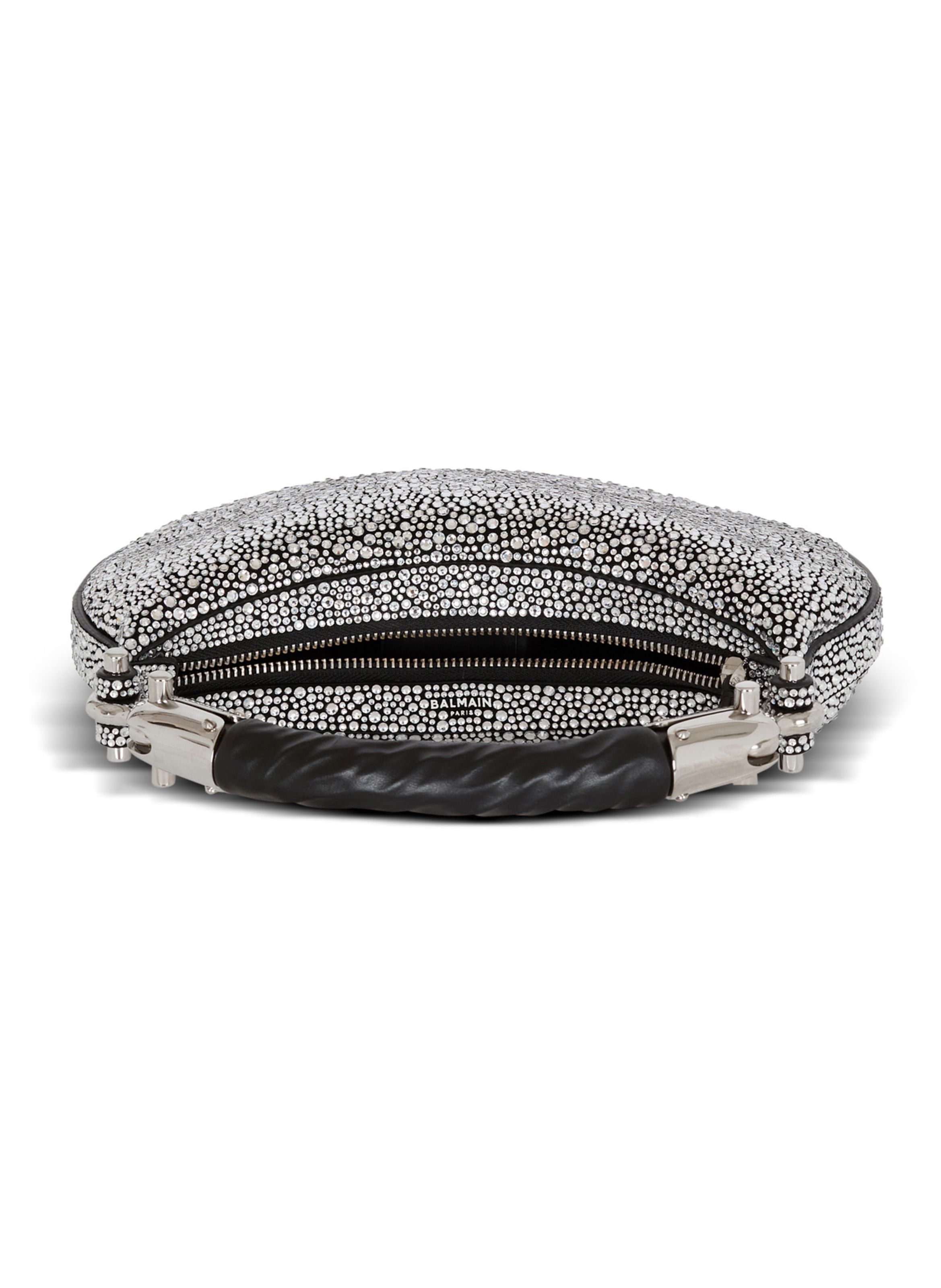 Sac ebene mini en daim et cristaux BALMAIN Argent