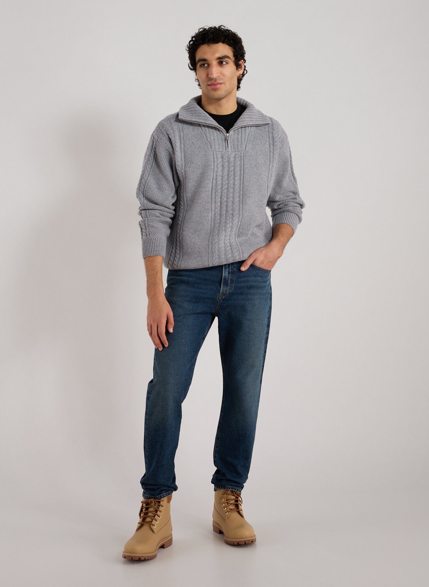 Wool blend zip-up sweater AIGLE Grey