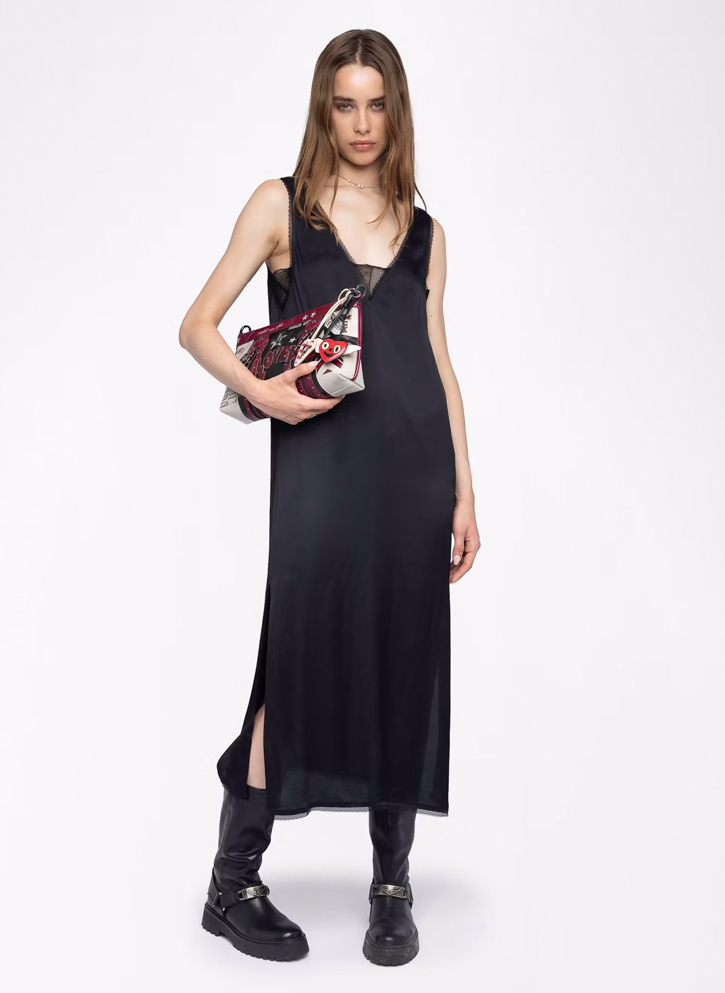 Robe midi col v satinée renzo ZADIG&VOLTAIRE Noir