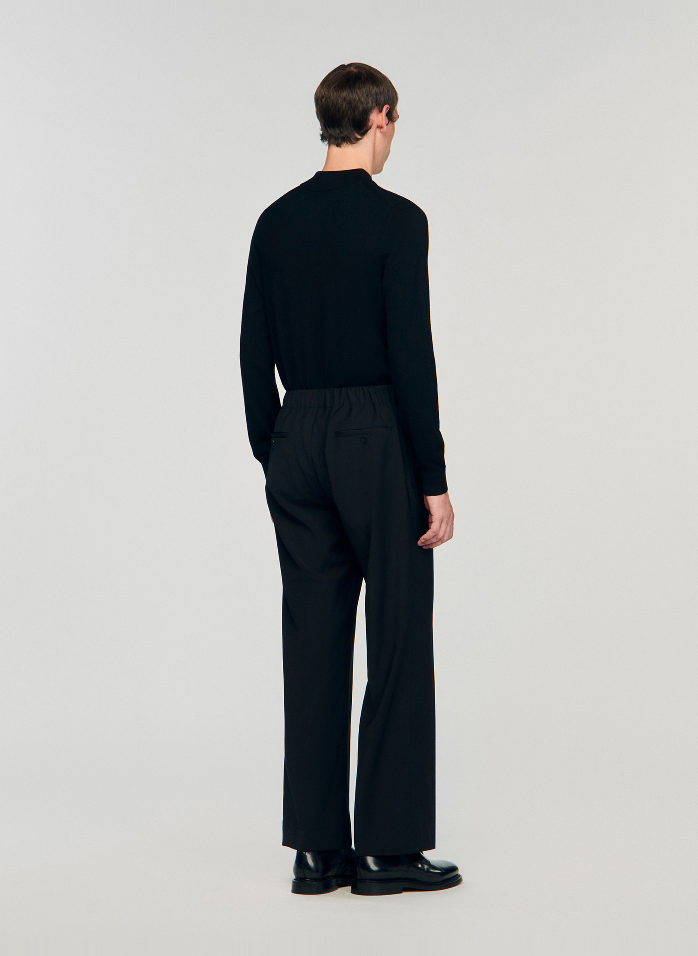 Pantalon droit en laine mélangée SANDRO Noir