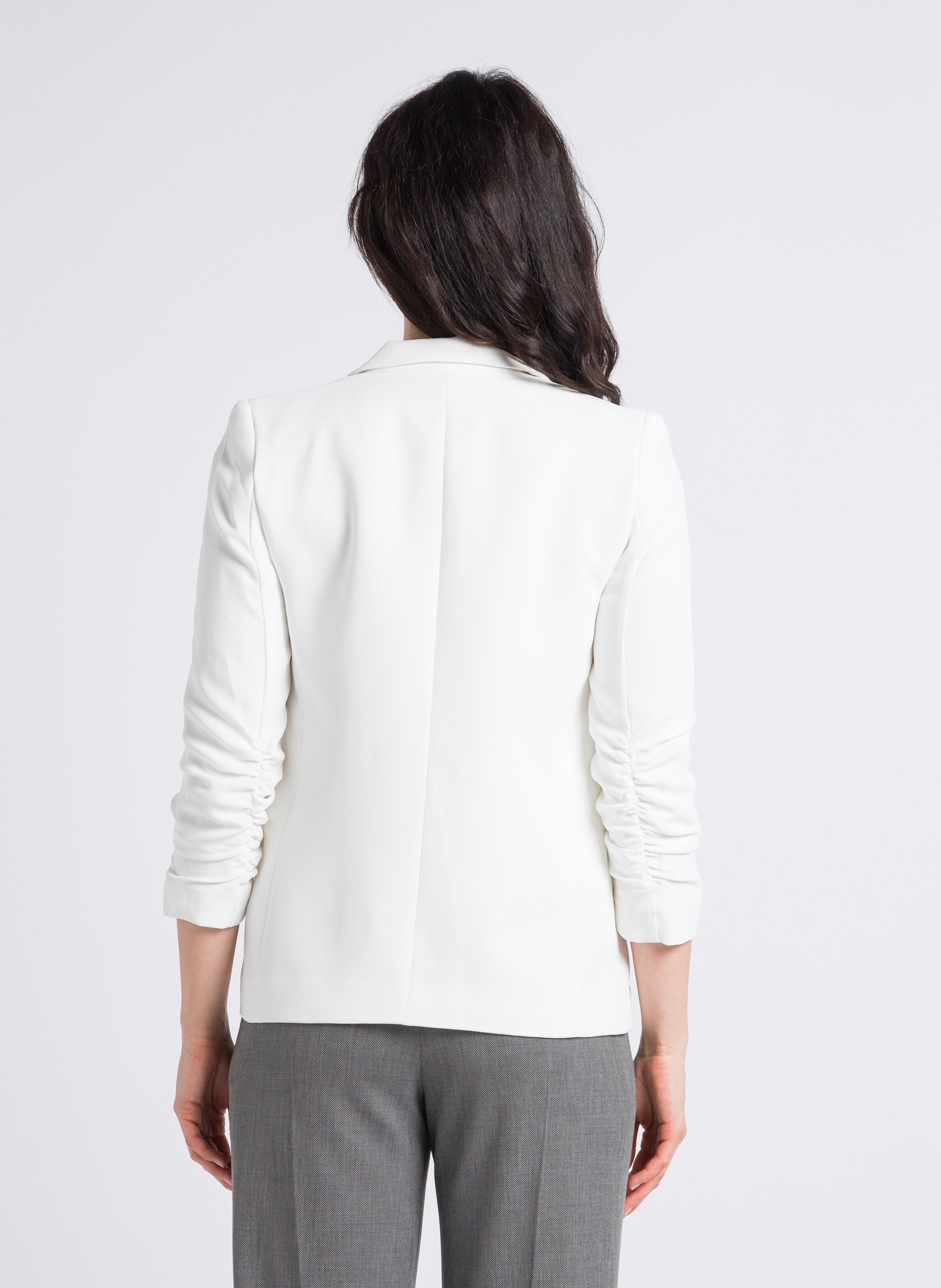Veste droite col tailleur en crêpe IKKS Blanc