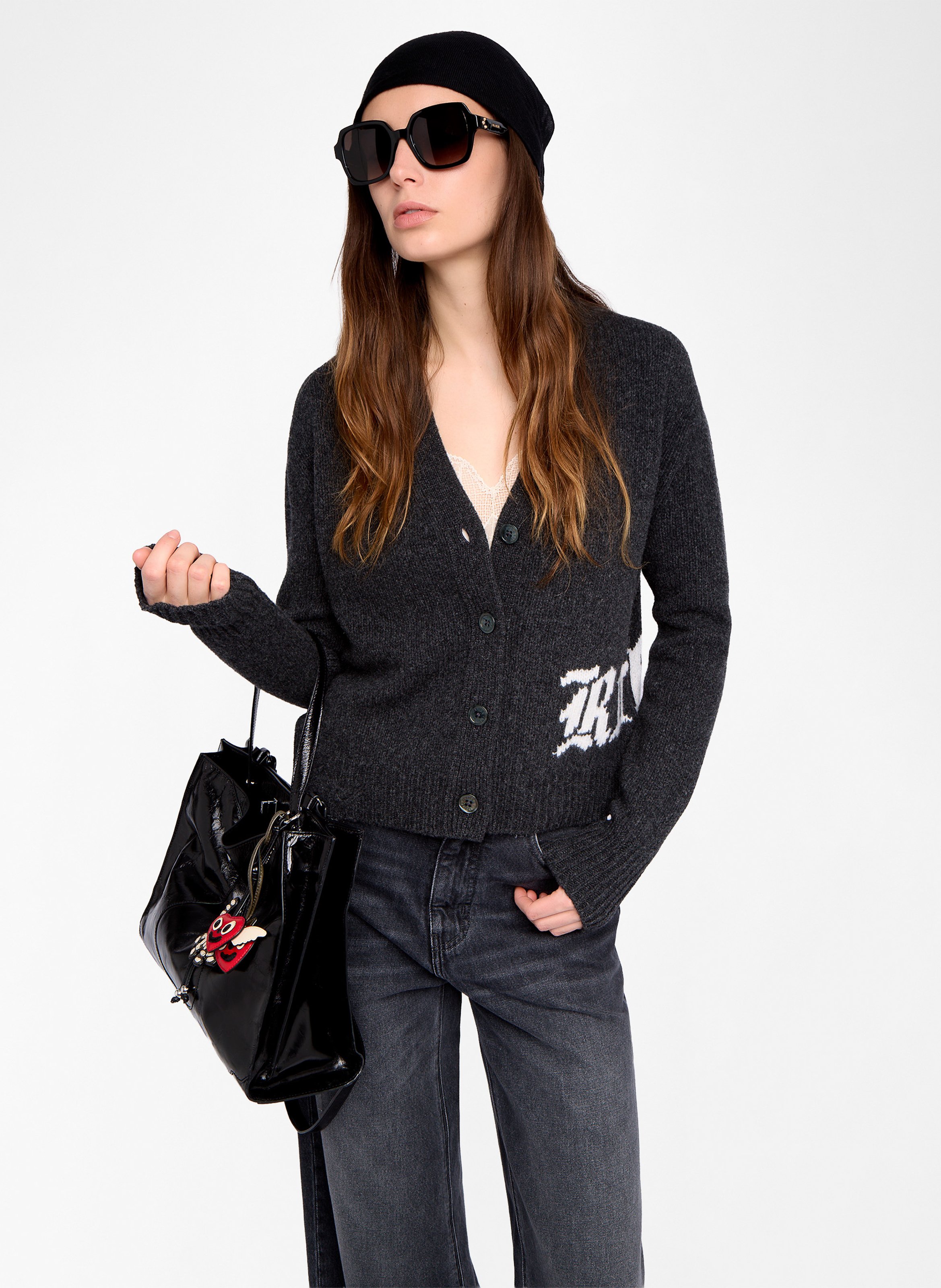 Cardigan col v boutonné en laine masy ZADIG&VOLTAIRE Gris