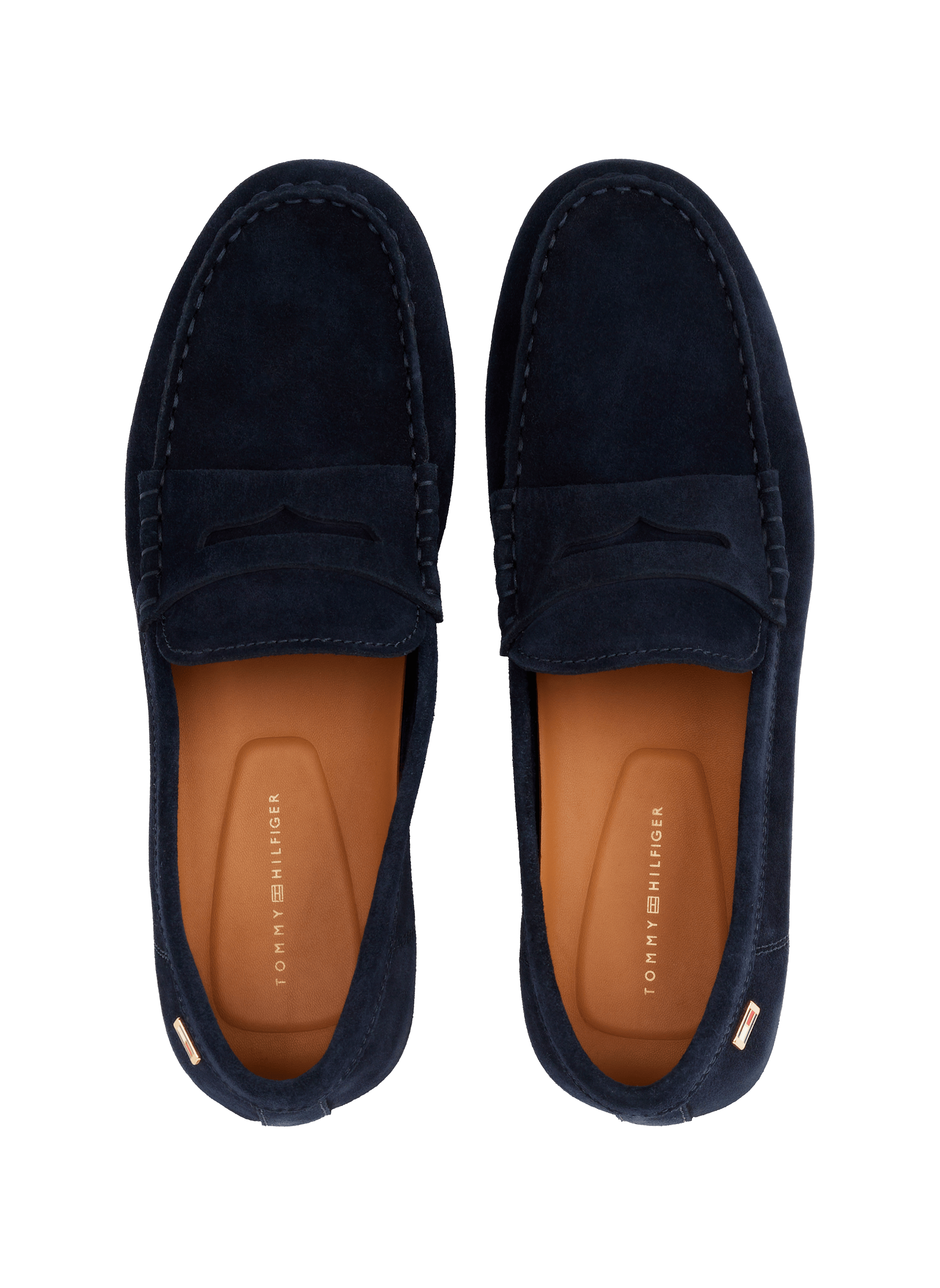 Mocassins daim à logo drapeau en cuir TOMMY HILFIGER Bleu